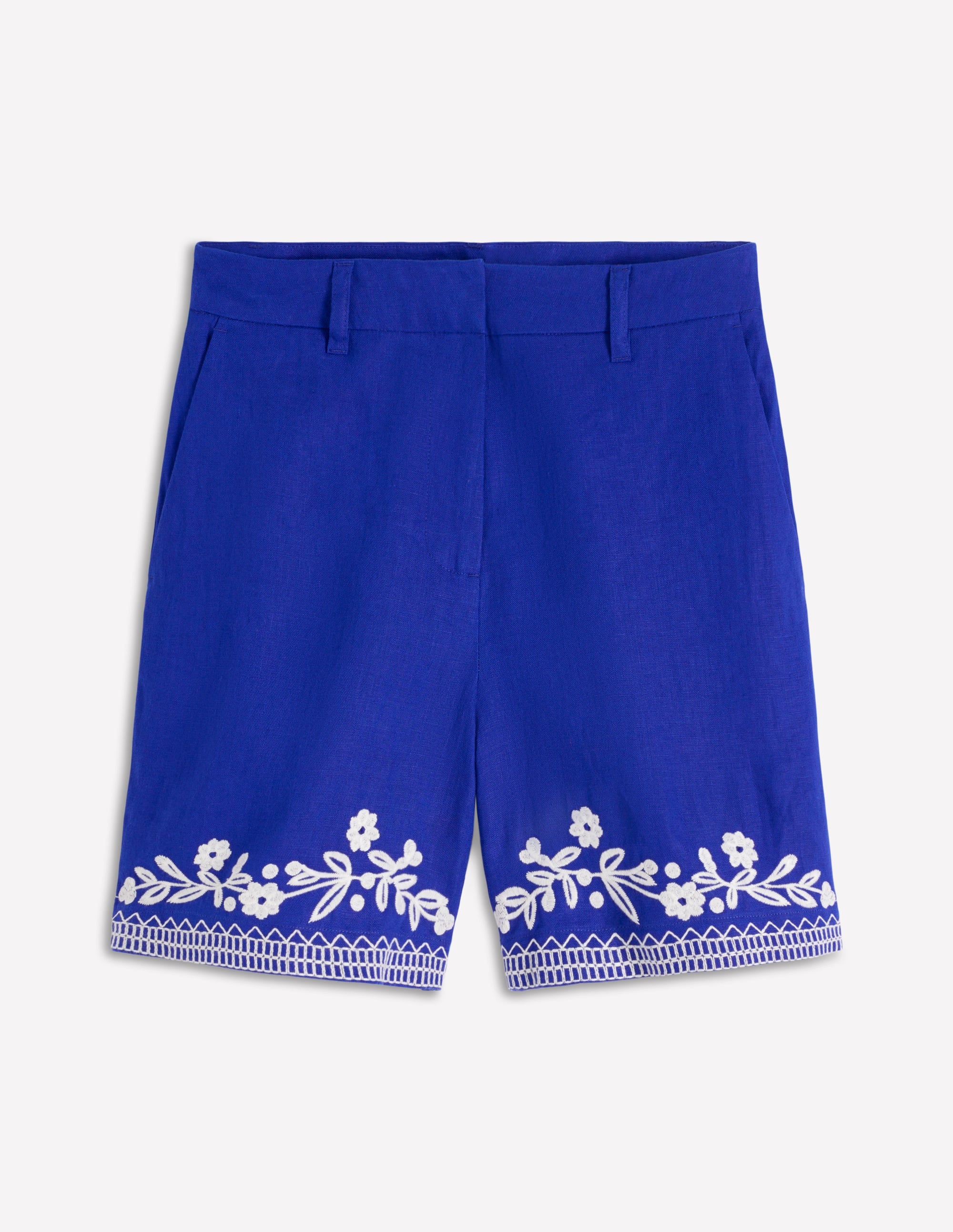 Belgravia Leinenshorts-Leuchtendes Blau Stickerei - Image 5
