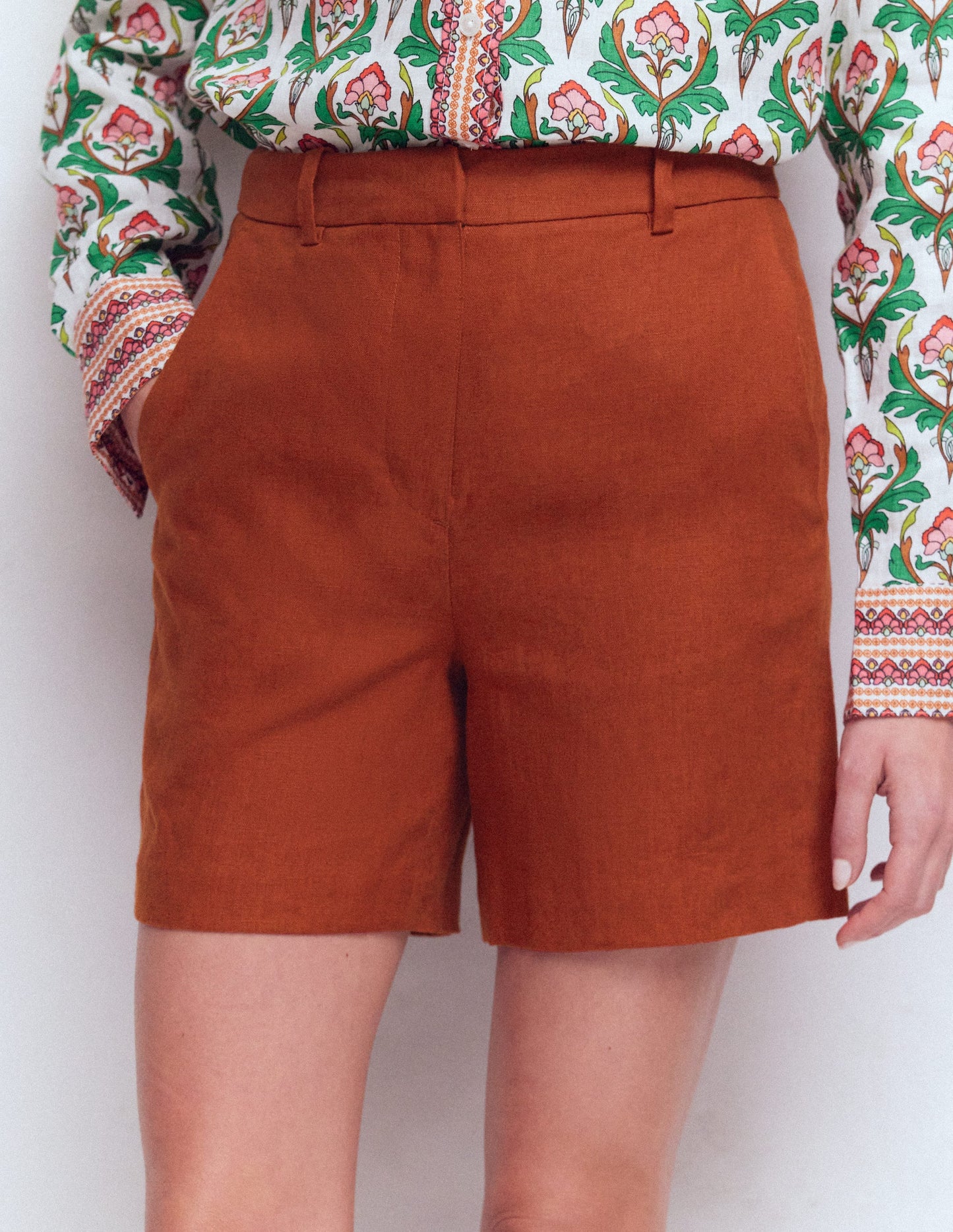 Belgravia Leinenshorts-Braun-Orange