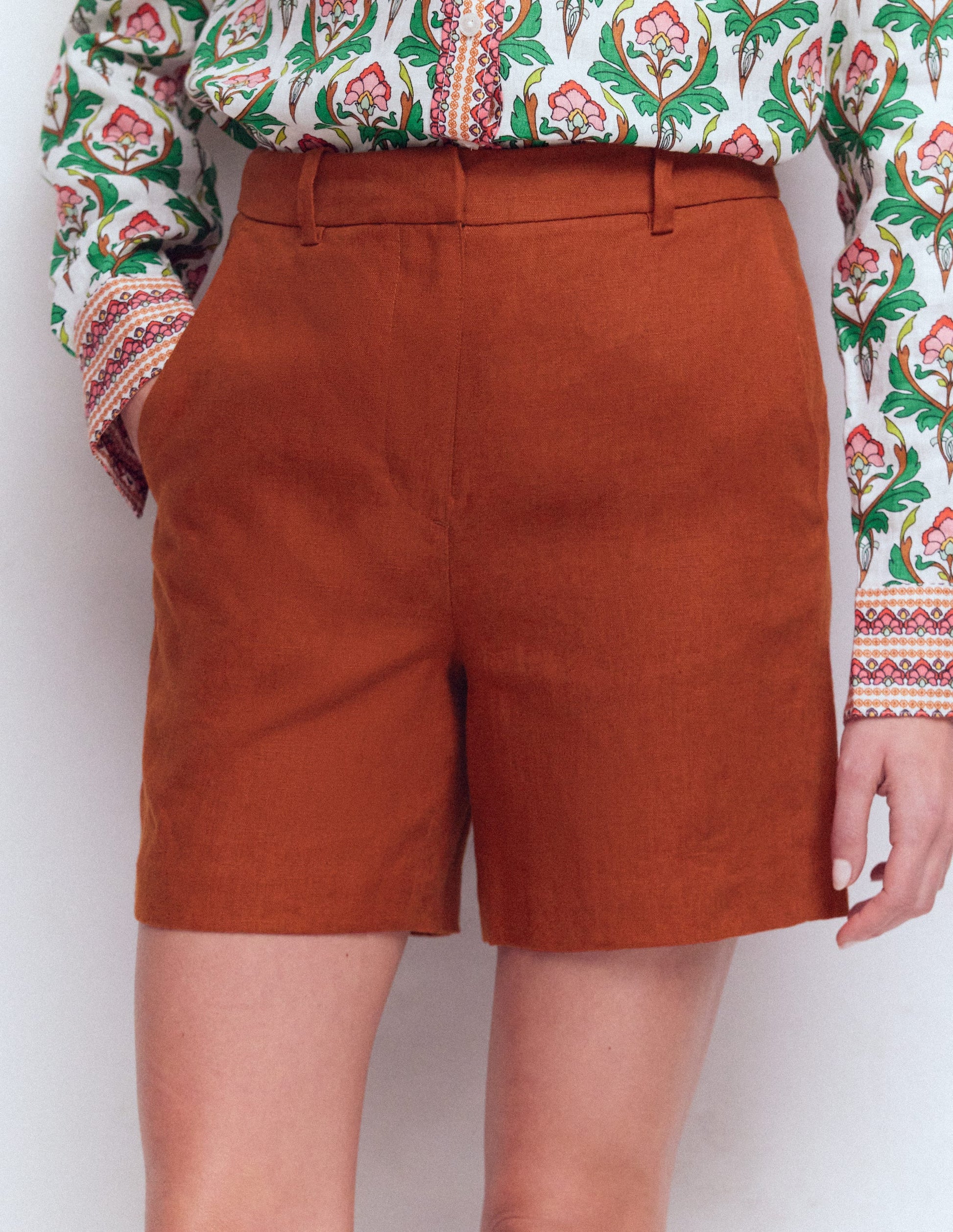 Belgravia Leinenshorts-Braun-Orange-4