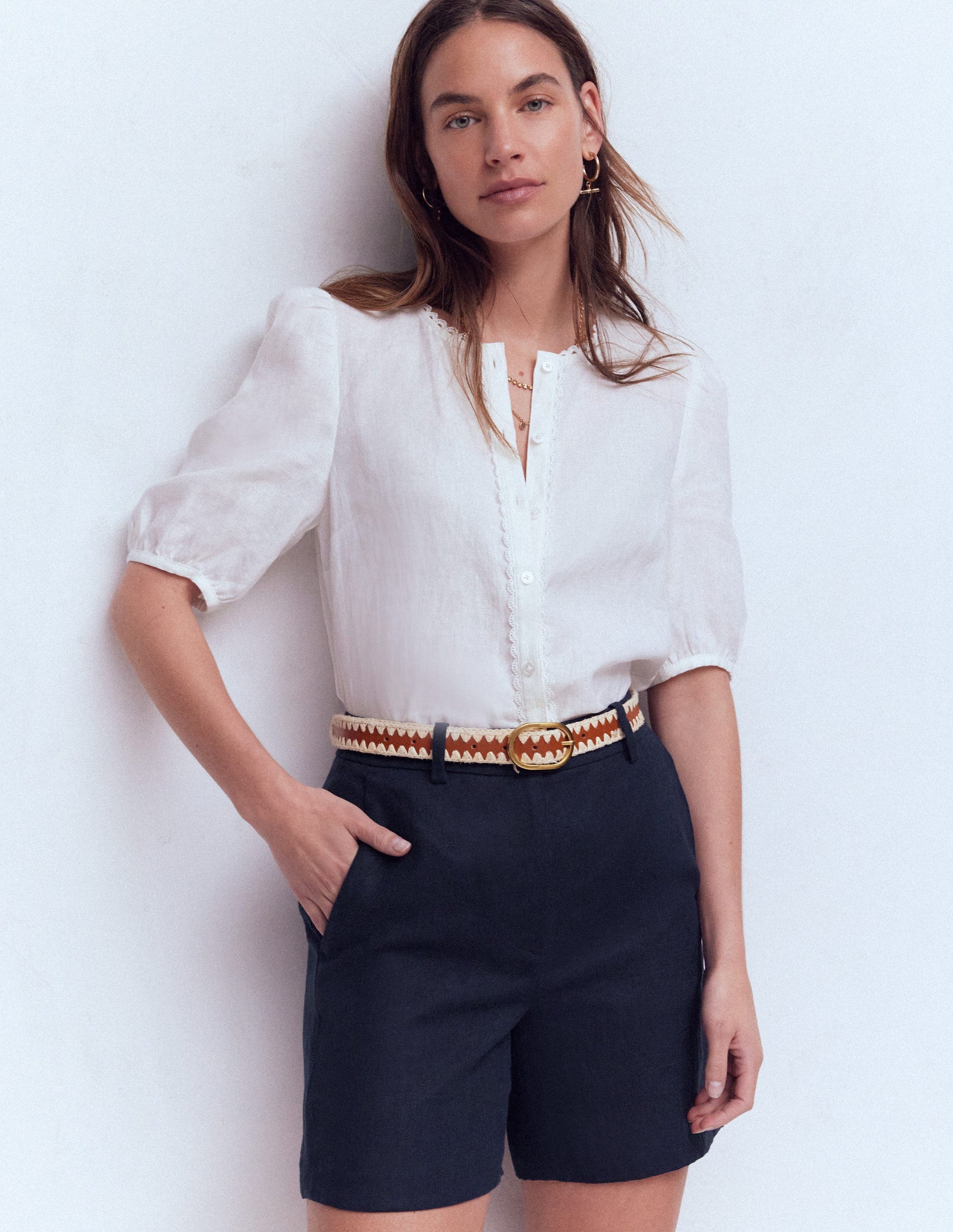 Belgravia Leinenshorts-Marineblau-4