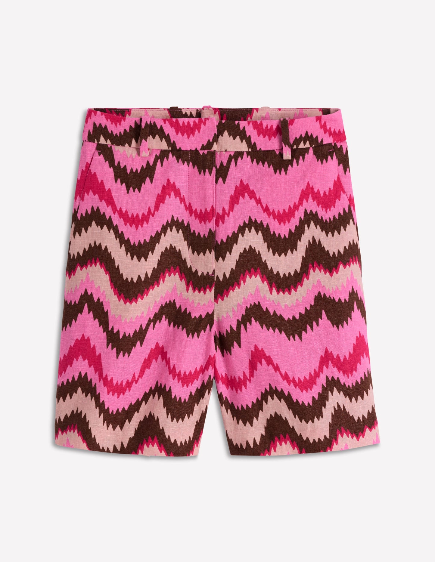 Short Belgravia en lin-Rose puissant, vague zigzag