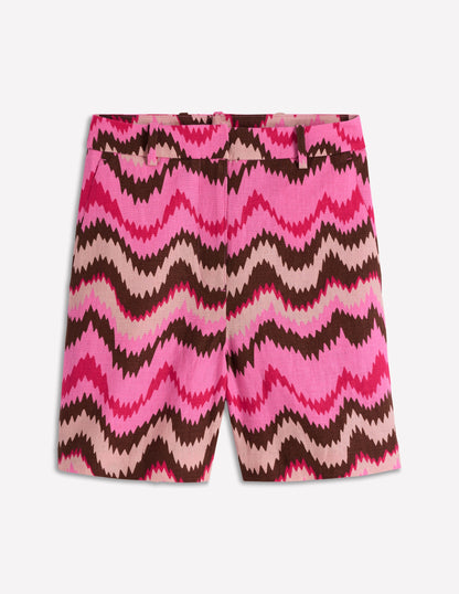 Short Belgravia en lin-Rose puissant, vague zigzag-7