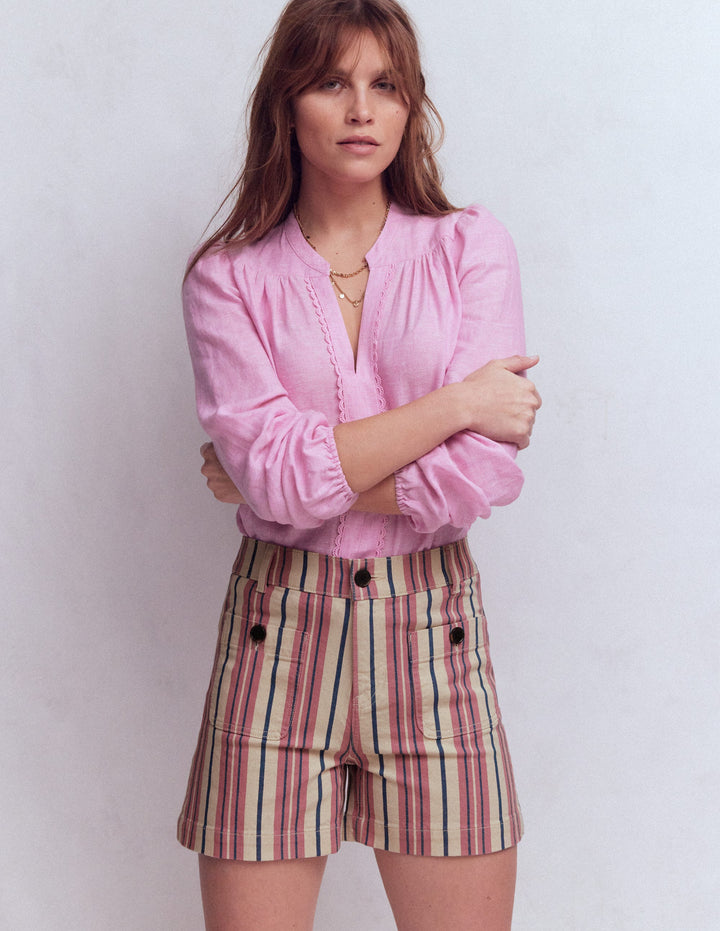 Primrose Jeansshorts-Rosa mit Streifen
