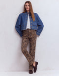 Jeans mit hohem Bund und geradem Bein-Tierfellmuster