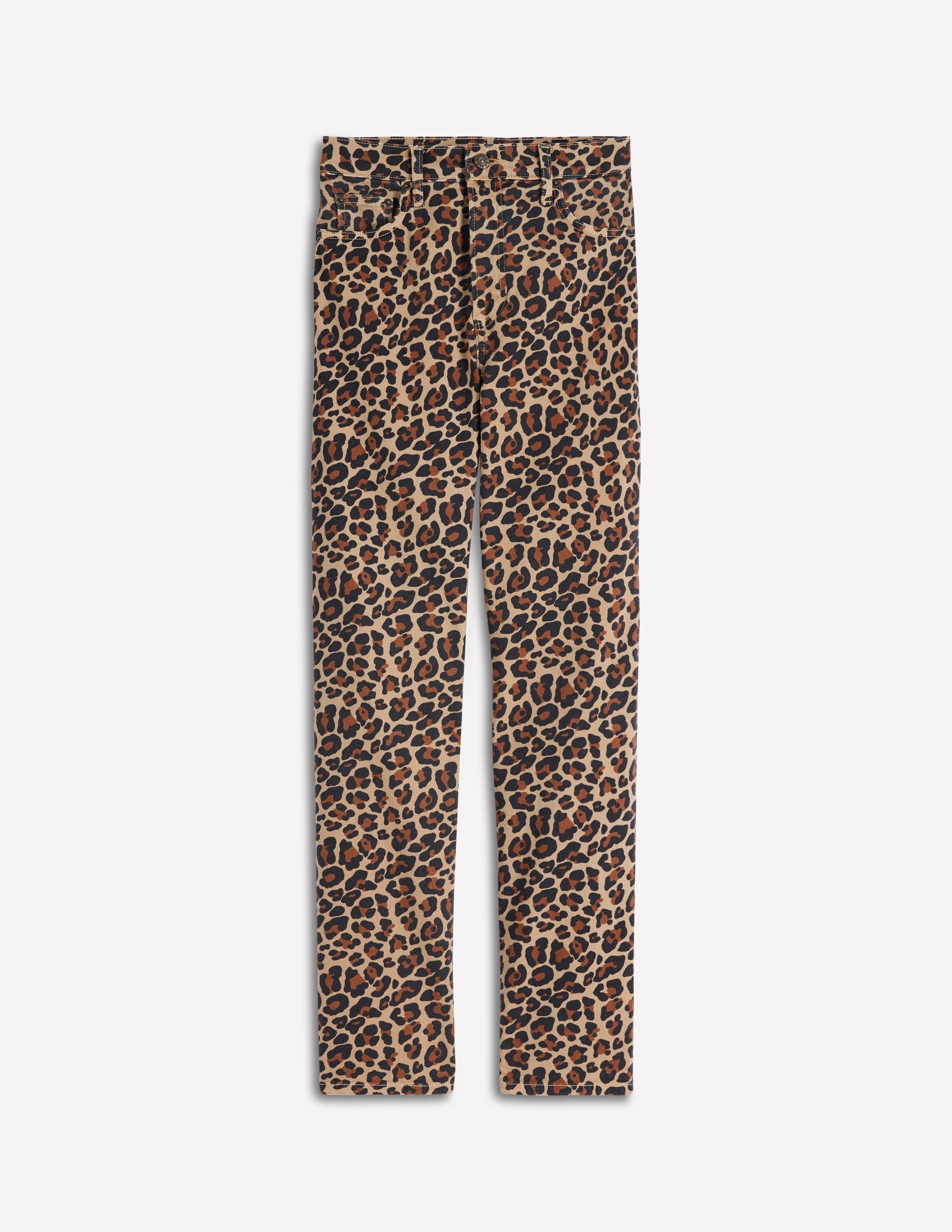 Jeans mit hohem Bund und geradem Bein-Tierfellmuster - Image 6
