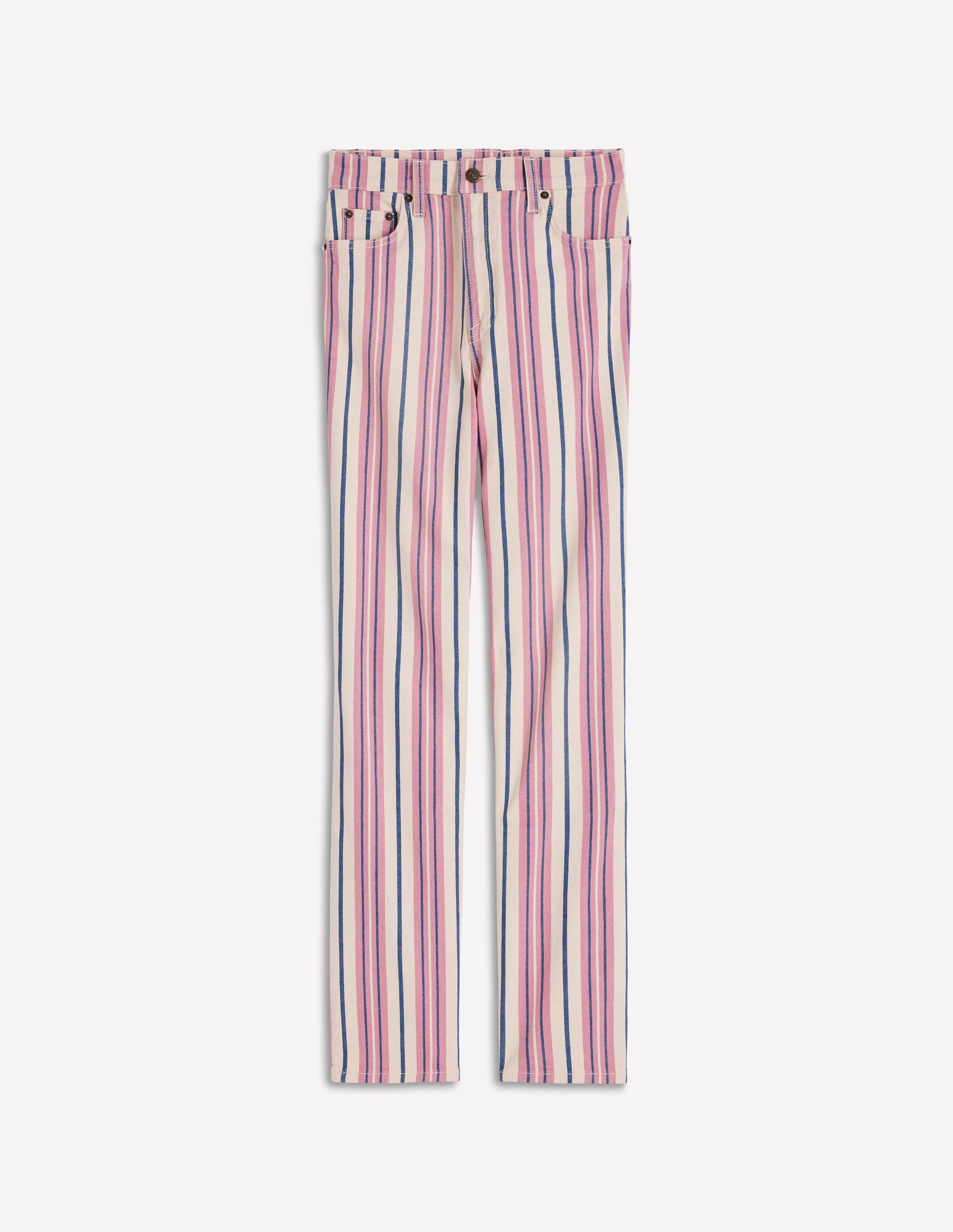 High Rise Straight Jeans-Pink, Blue & Ivory Stripe-6