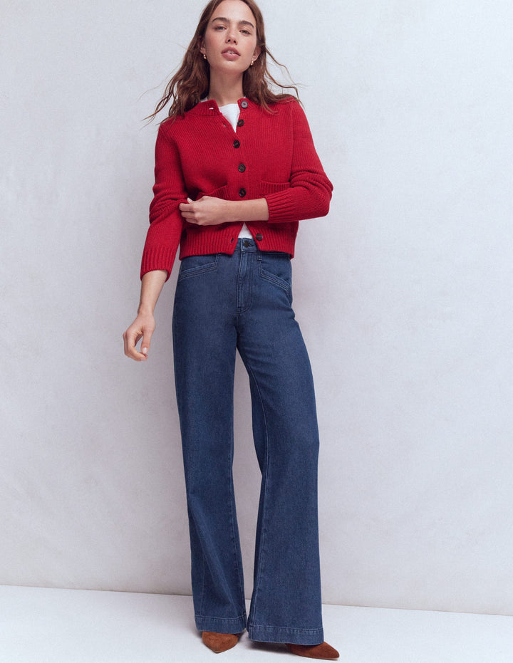 Jean large à poches passepoilées-Vintage moyen