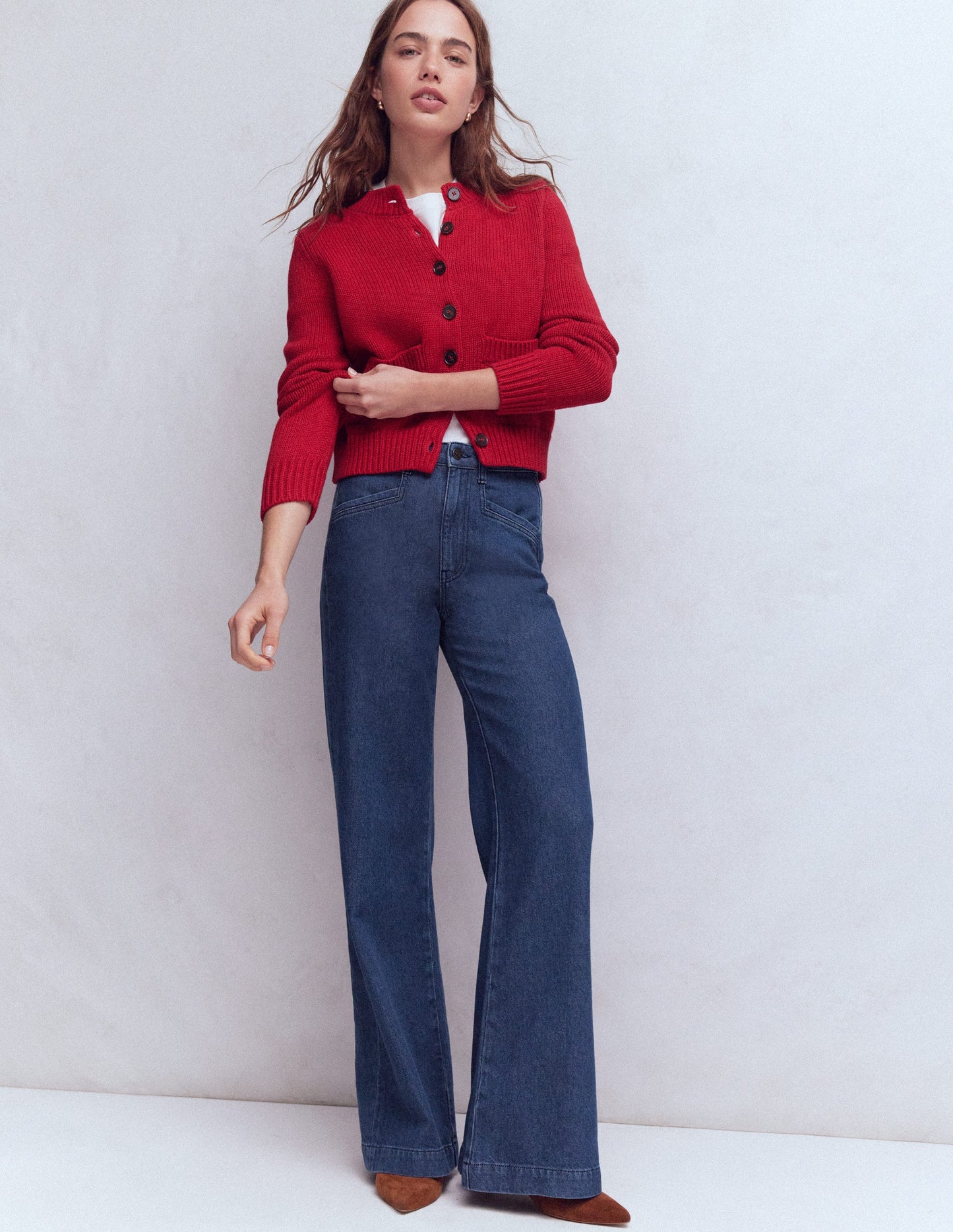 Jean large à poches passepoilées-Vintage moyen