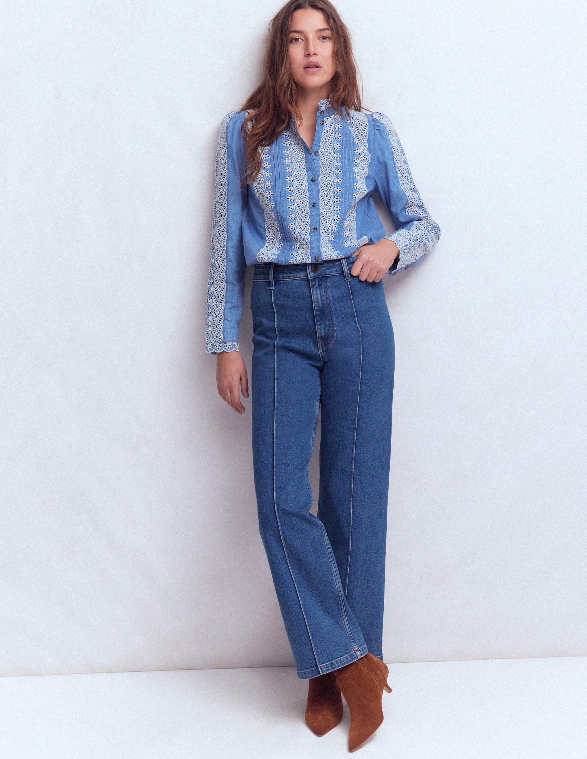 Jeans mit Biesen und geradem, weitem Bein-Medium Vintage-1