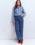 Pintuck Column Leg Jeans-Mid Vintage