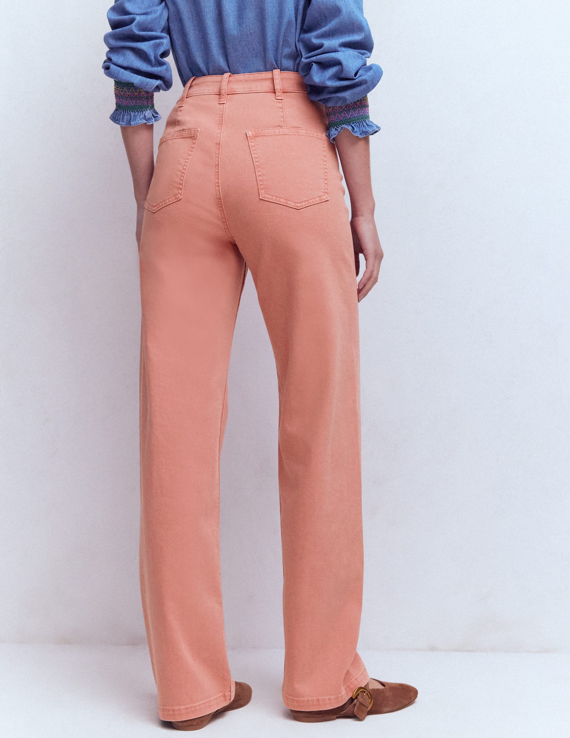 Jeans mit Biesen und geradem, weitem Bein-Mandelblütenrosa - Image 3