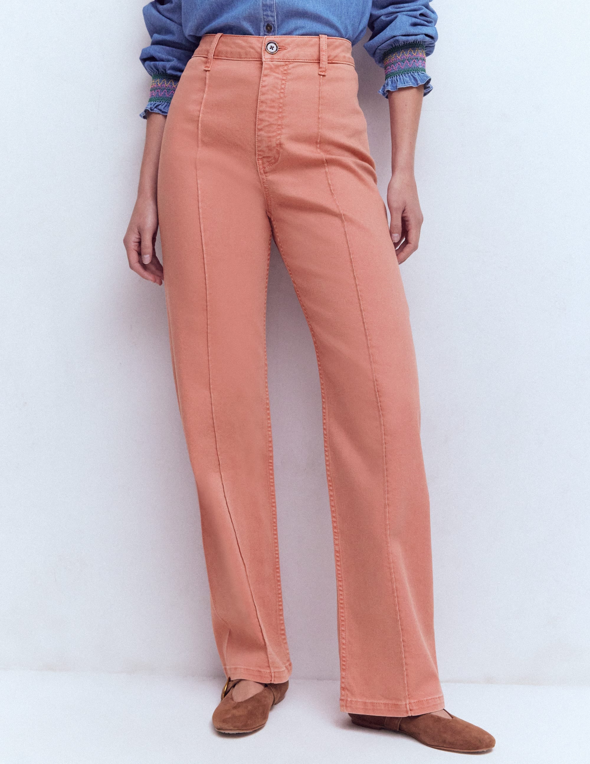 Jeans mit Biesen und geradem, weitem Bein-Mandelblütenrosa - Image 4