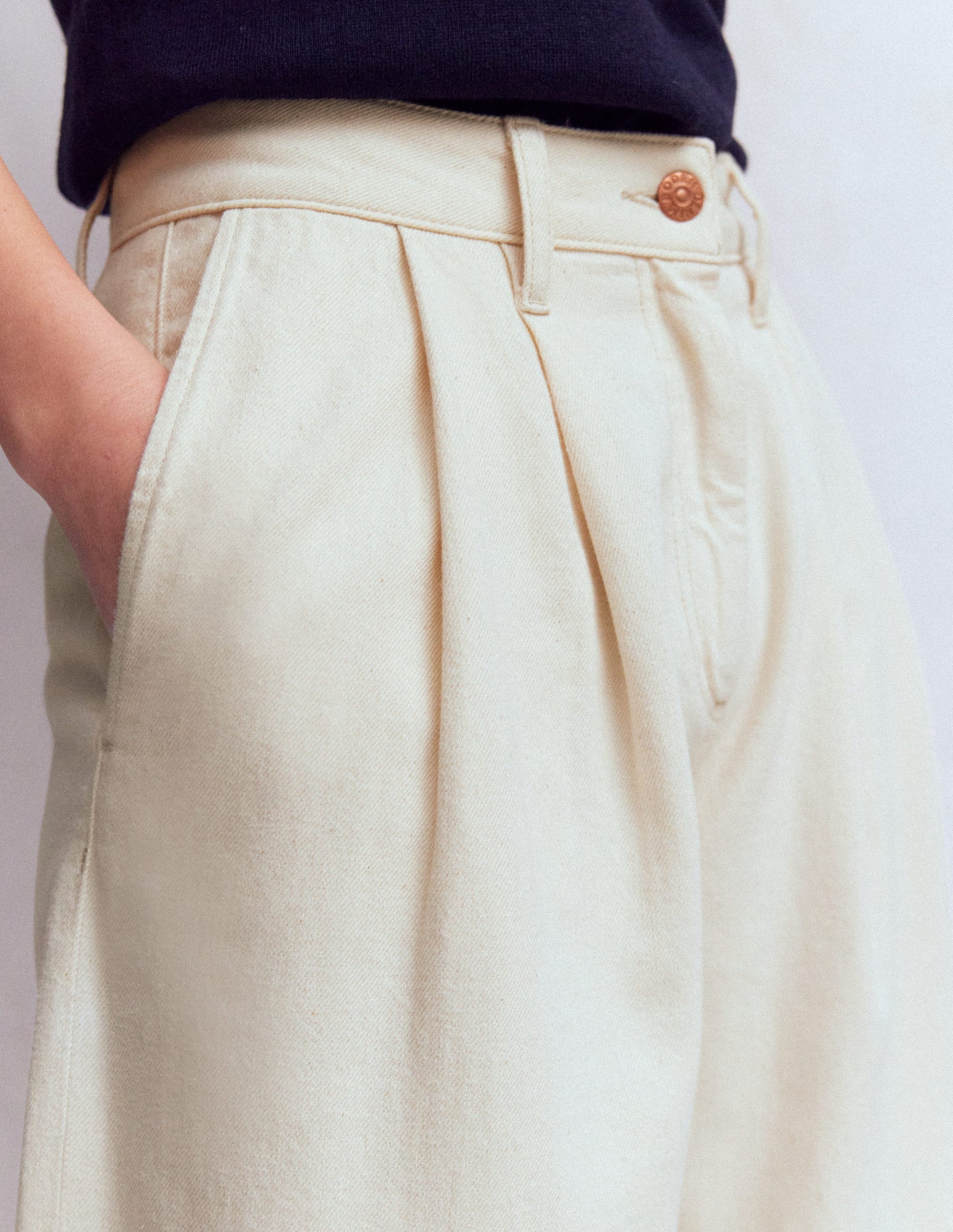 Jean large plissé-Écru-3