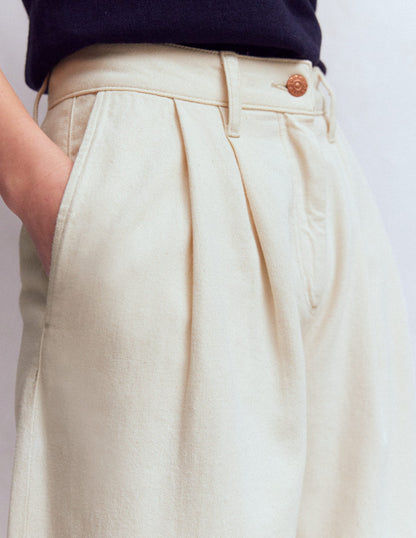 Jean large plissé-Écru-3