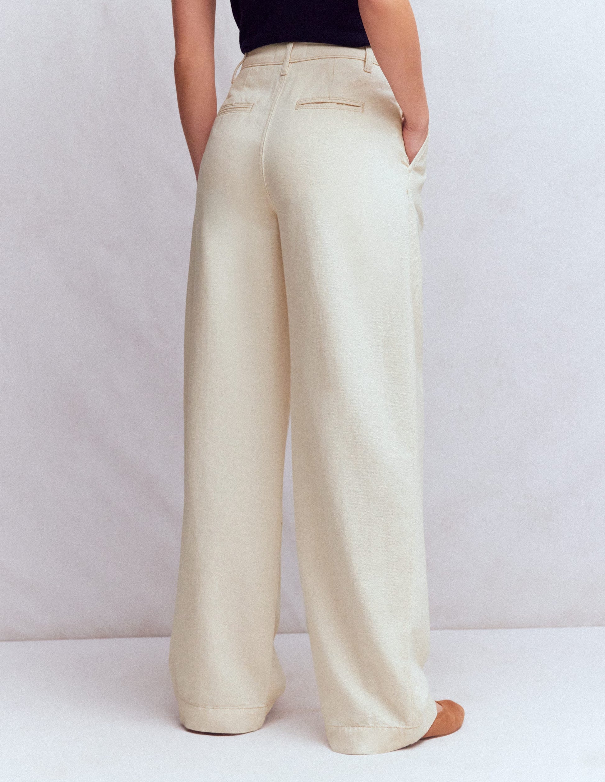Jean large plissé-Écru-4