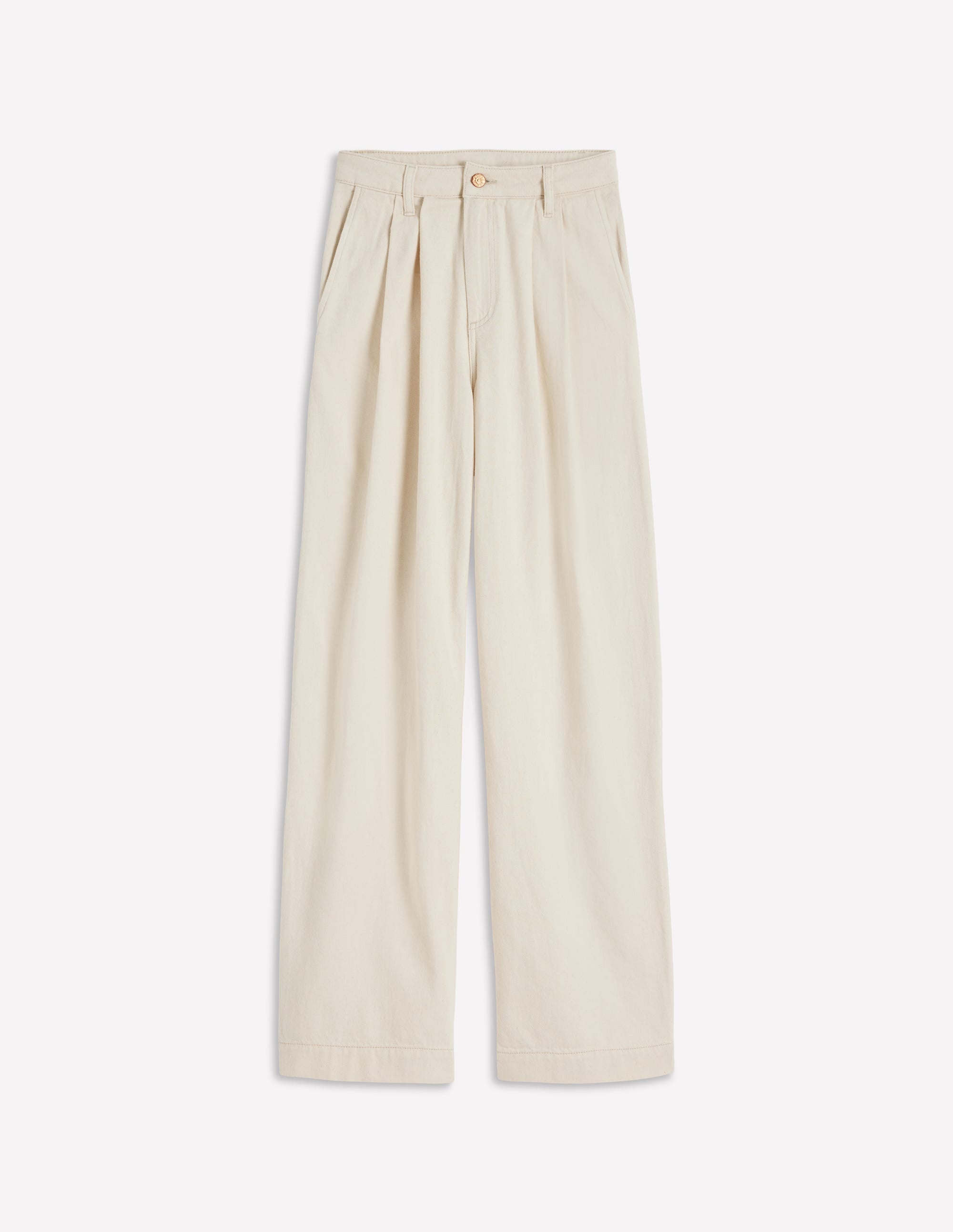 Jeans mit weitem Bein und Faltendetail-Beige - Image 7