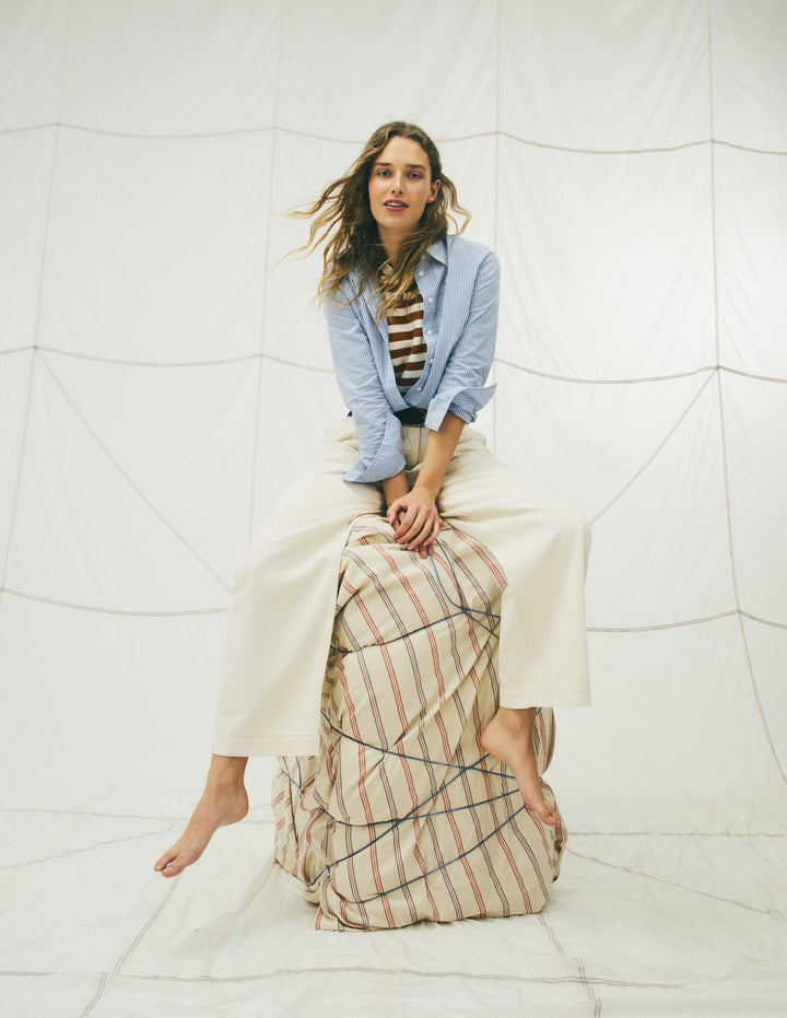 Jean large plissé-Écru