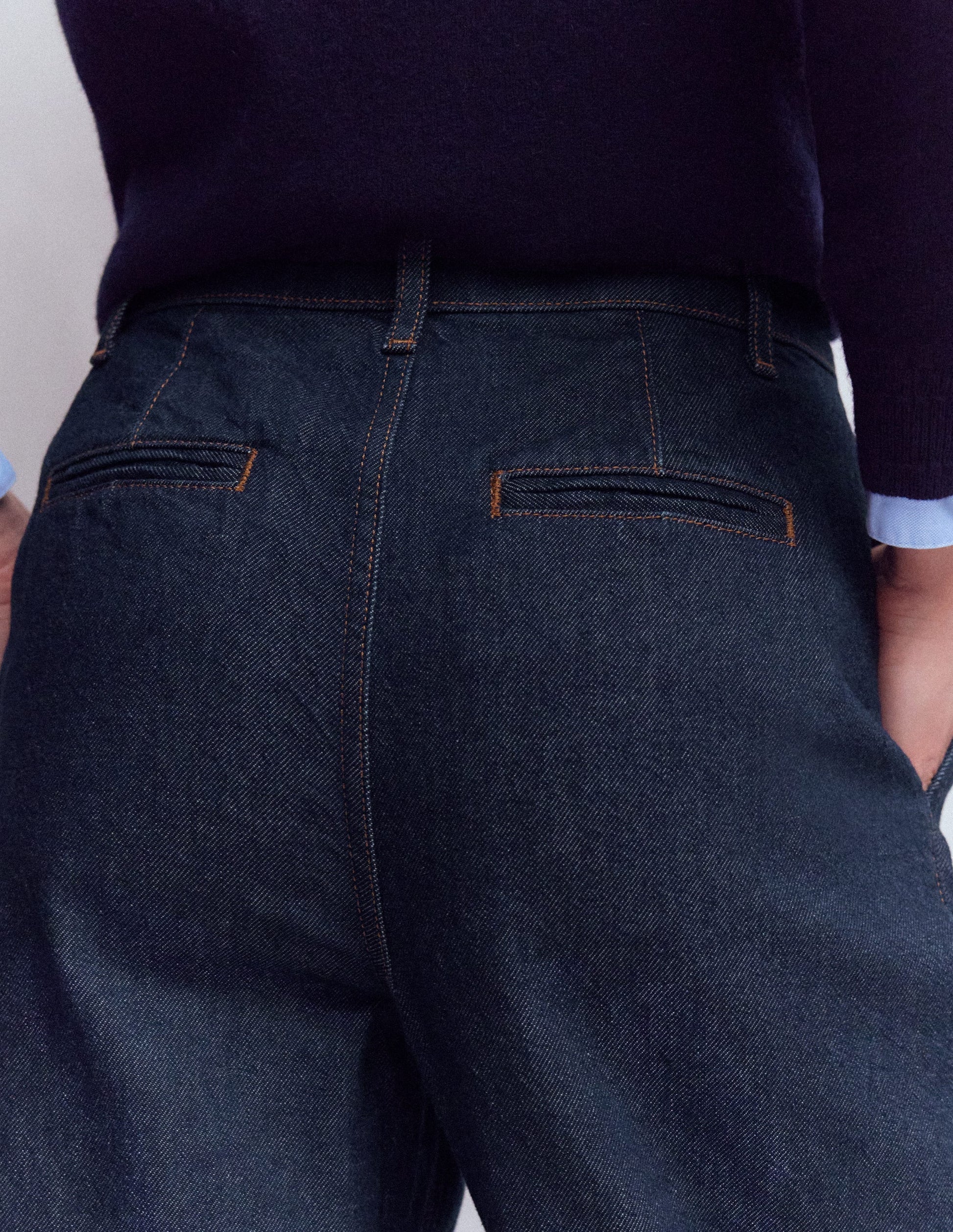 Jean large plissé-Indigo Délavé-2