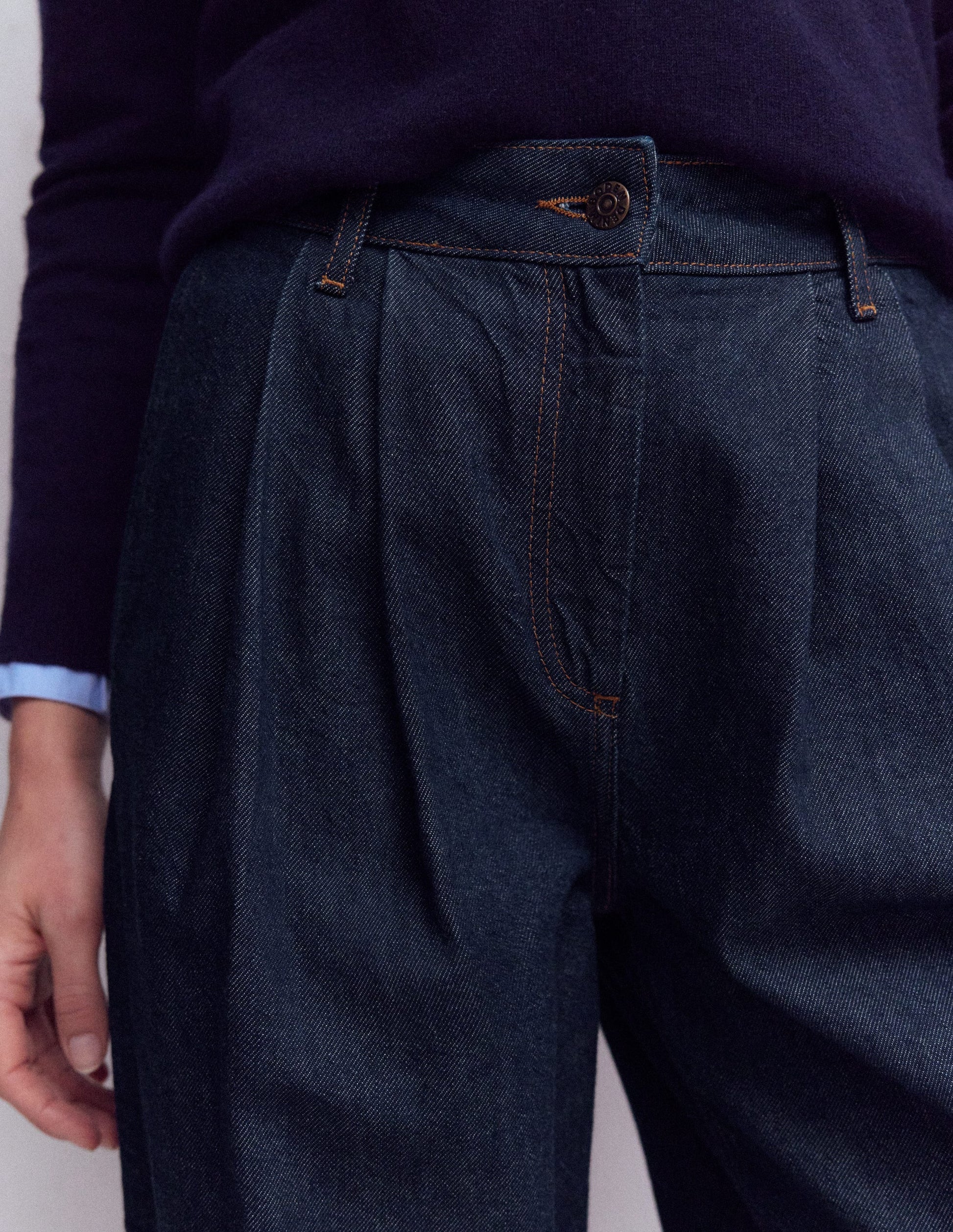 Jean large plissé-Indigo Délavé-5