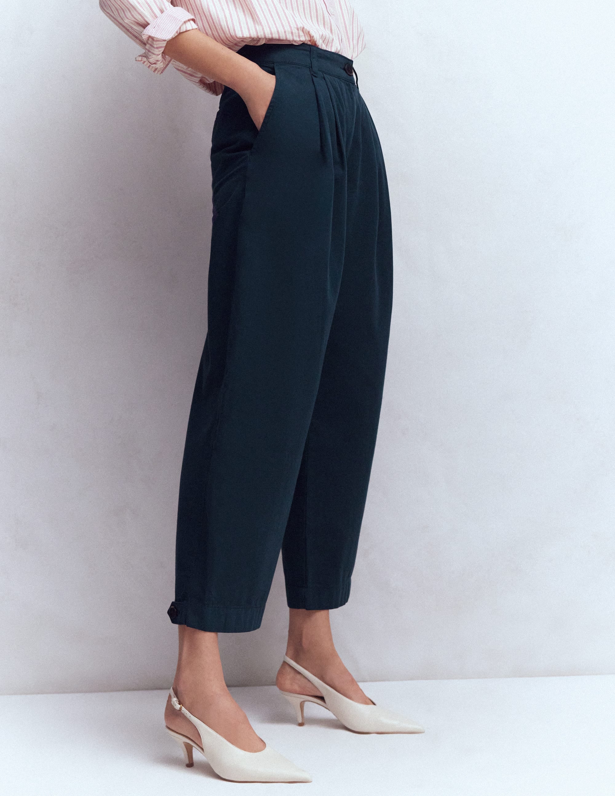 Pantalon ample plissé-Bleu marine - Image 4