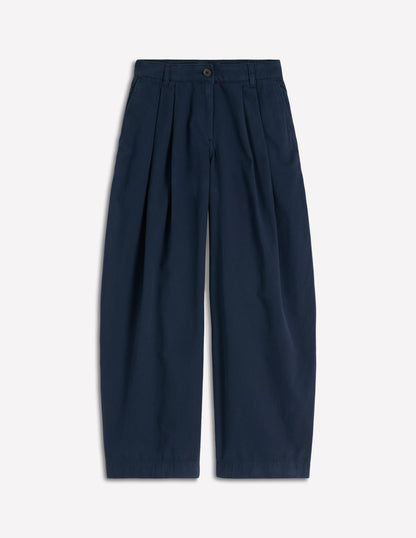 Pantalon ample plissé-Bleu marine-6