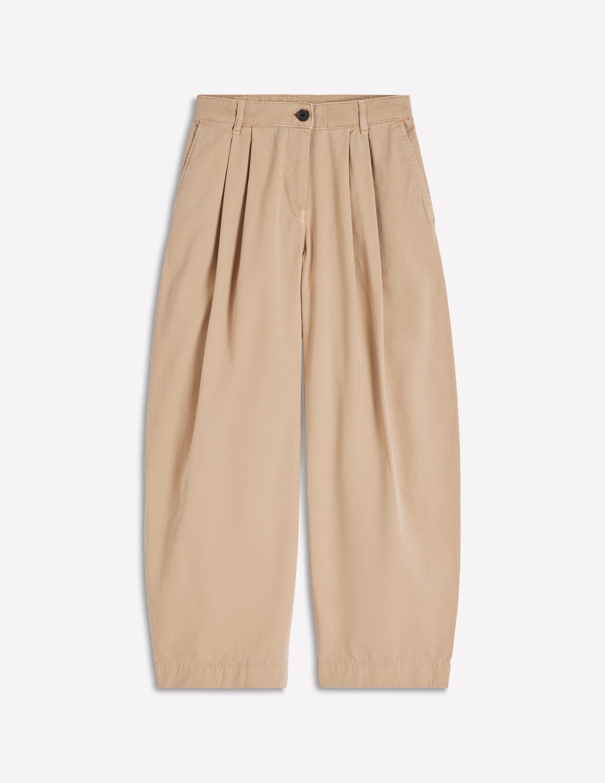 Pleat Barrel Leg Trousers-Stone - Image 7