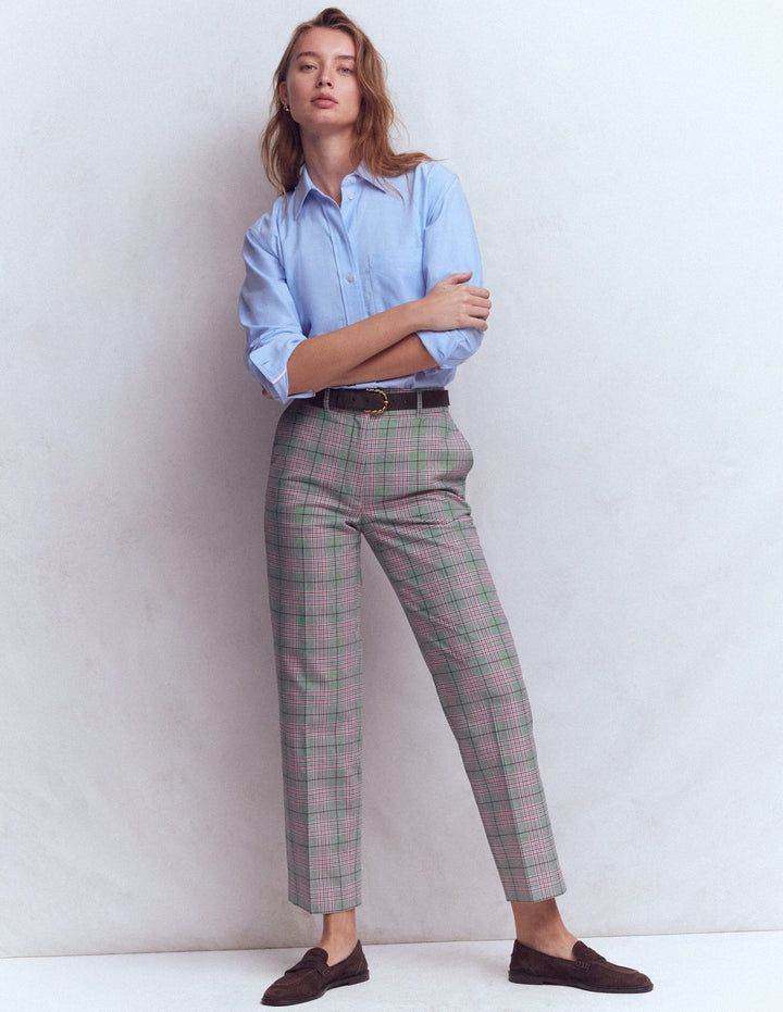 Pantalon ajusté Canonbury-Carreaux vert, rose et marron