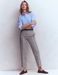 Canonbury Taillierte Hose-Grün, Rosa und Braun Kariert