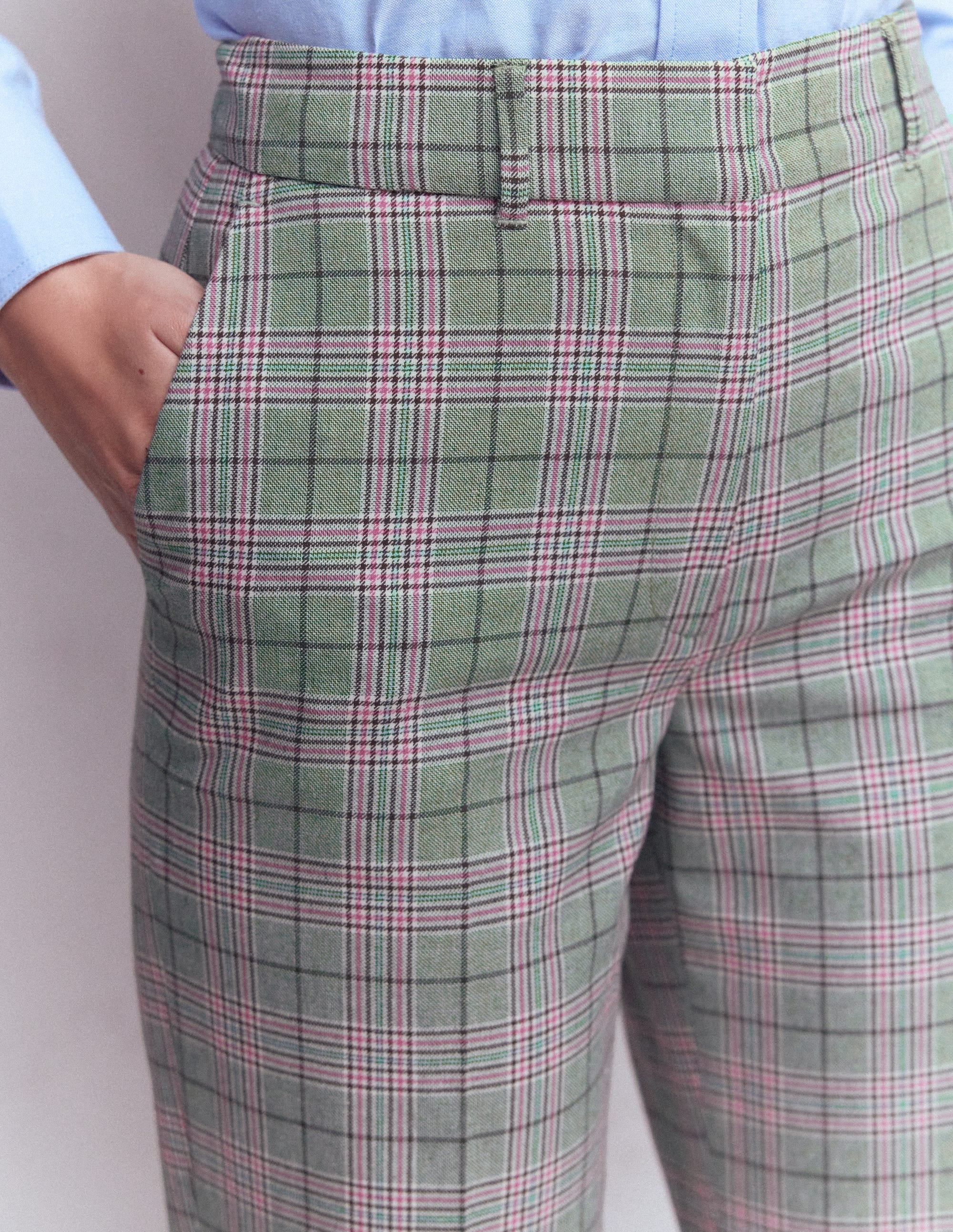 Canonbury Taillierte Hose-Grün, Rosa und Braun Kariert - Image 2
