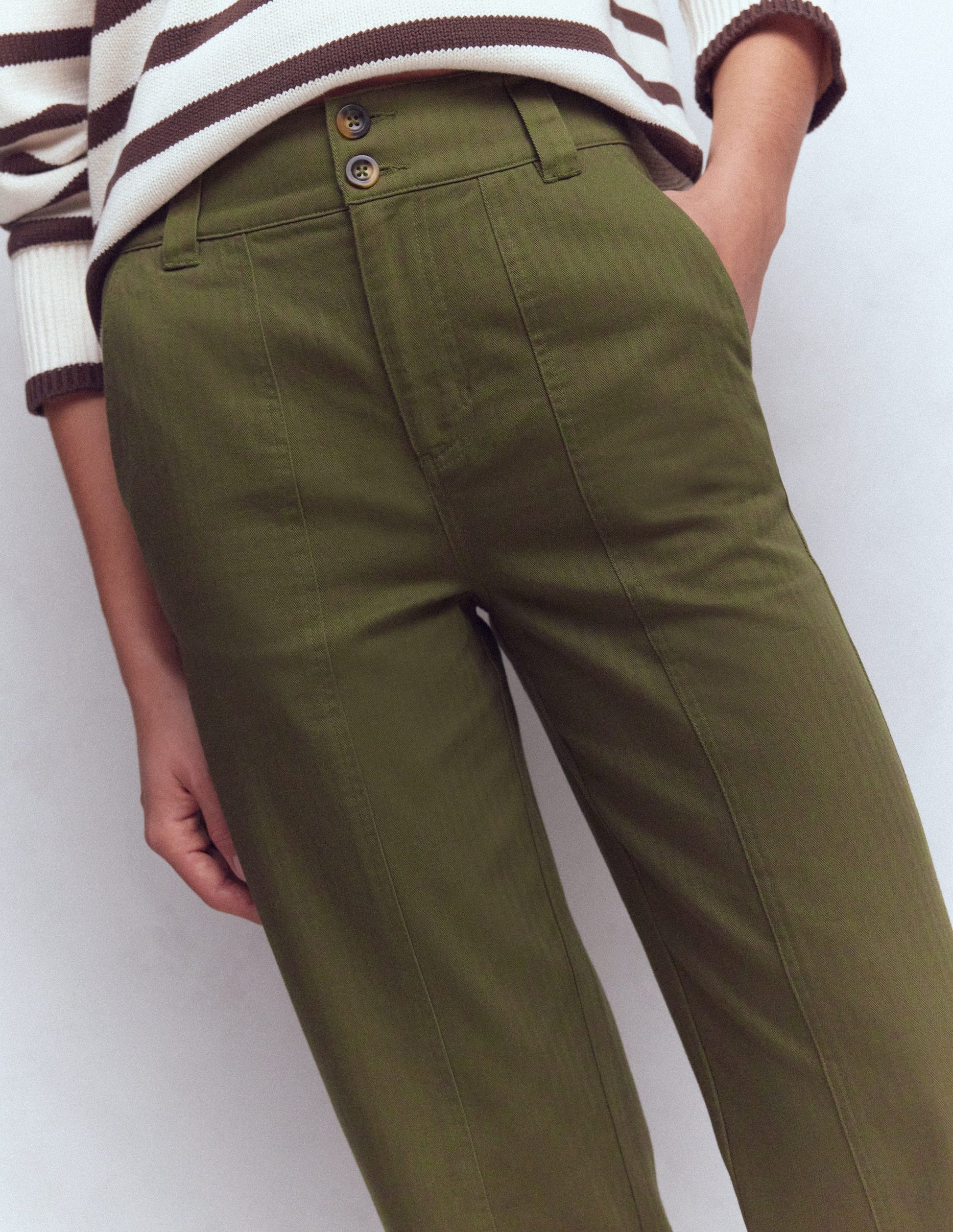 Pantalon chino droit-Chevrons vert des bois-2