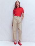 Pantalon chino droit-Lait d'amande