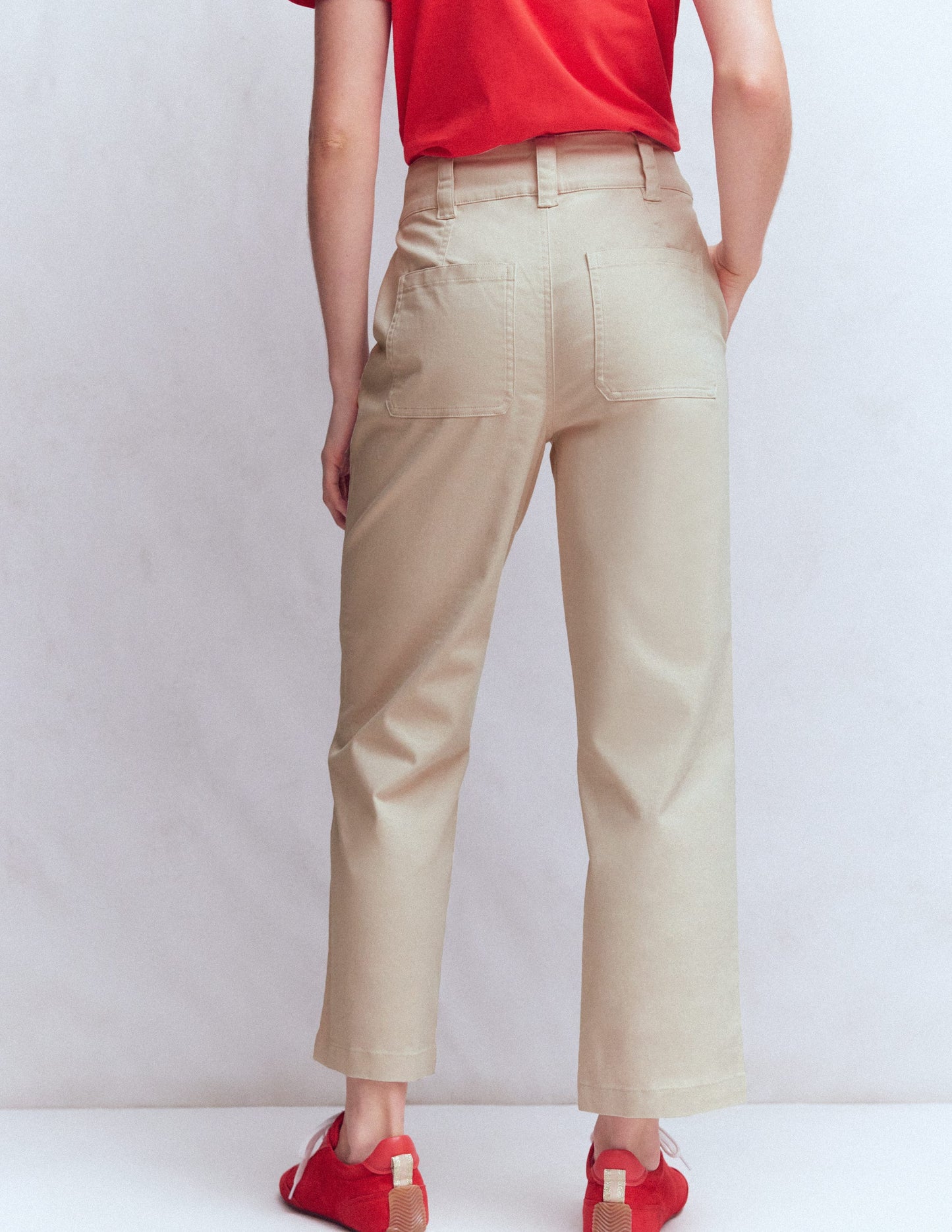 Pantalon chino droit-Lait d'amande