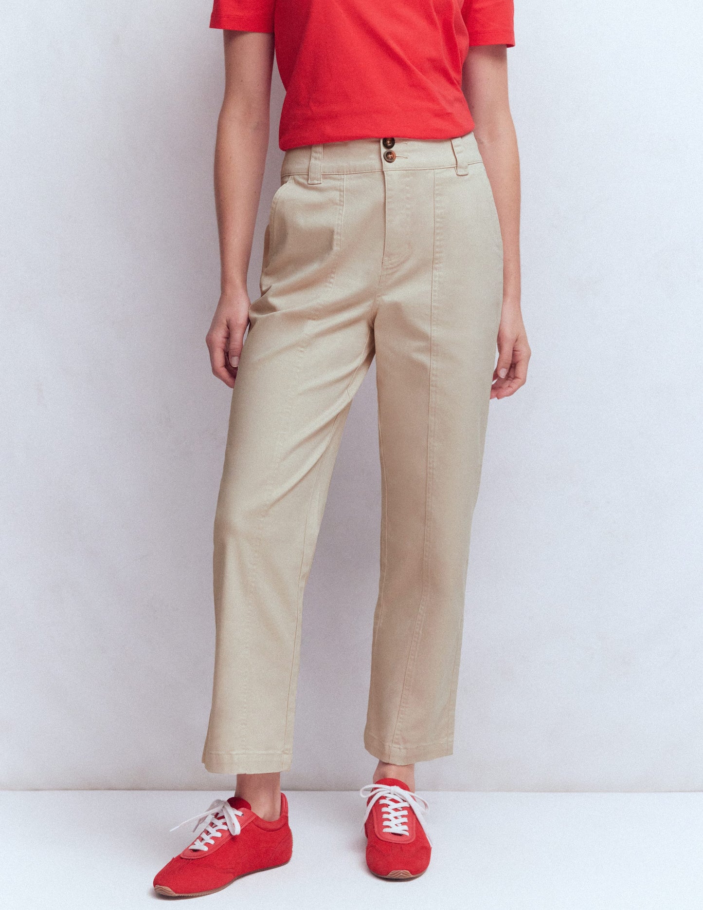 Pantalon chino droit-Lait d'amande