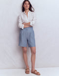 Kensington Linen Shorts-Blue Chambray