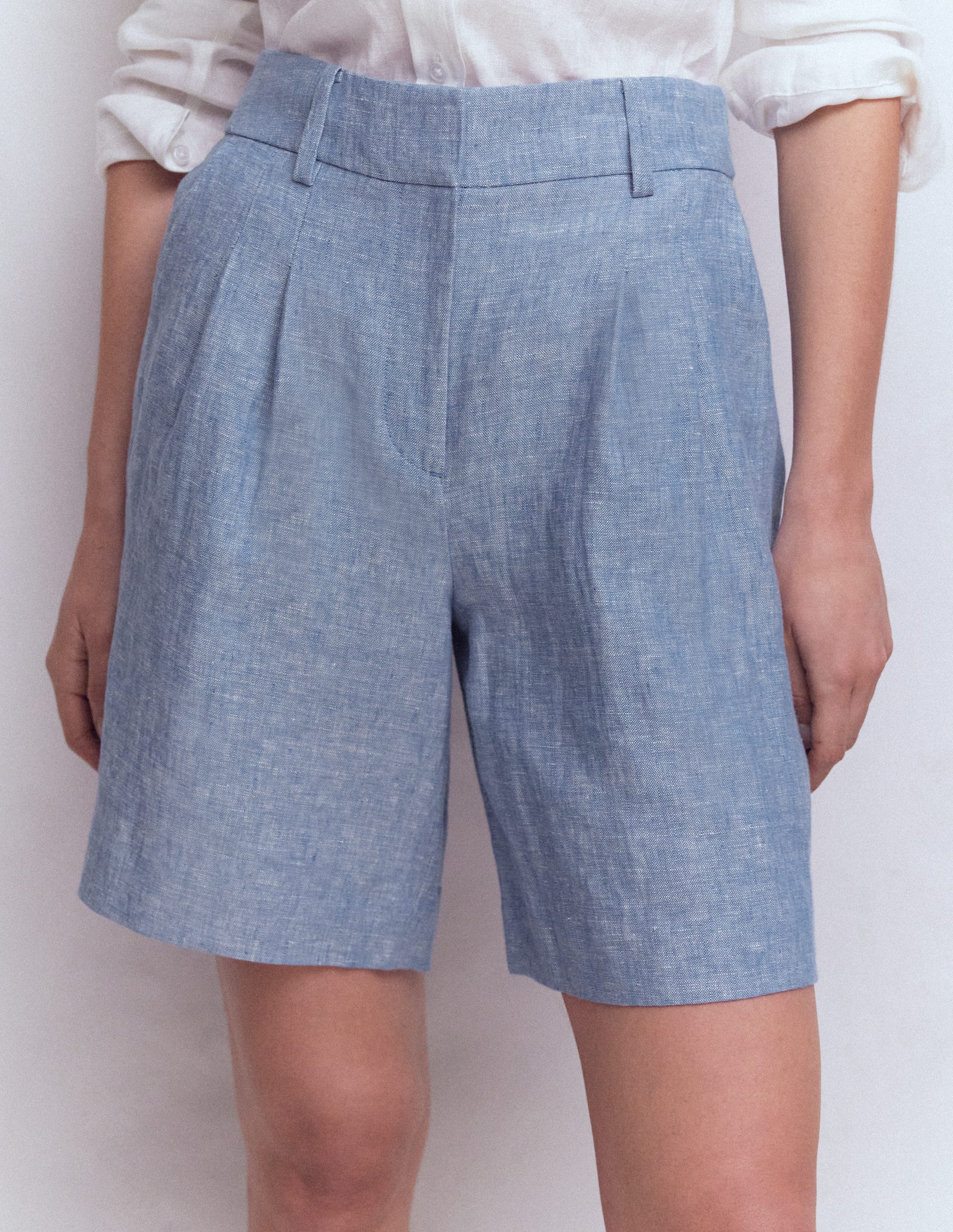 Kensington Leinenshorts-Blauer Faux Uni - Image 4