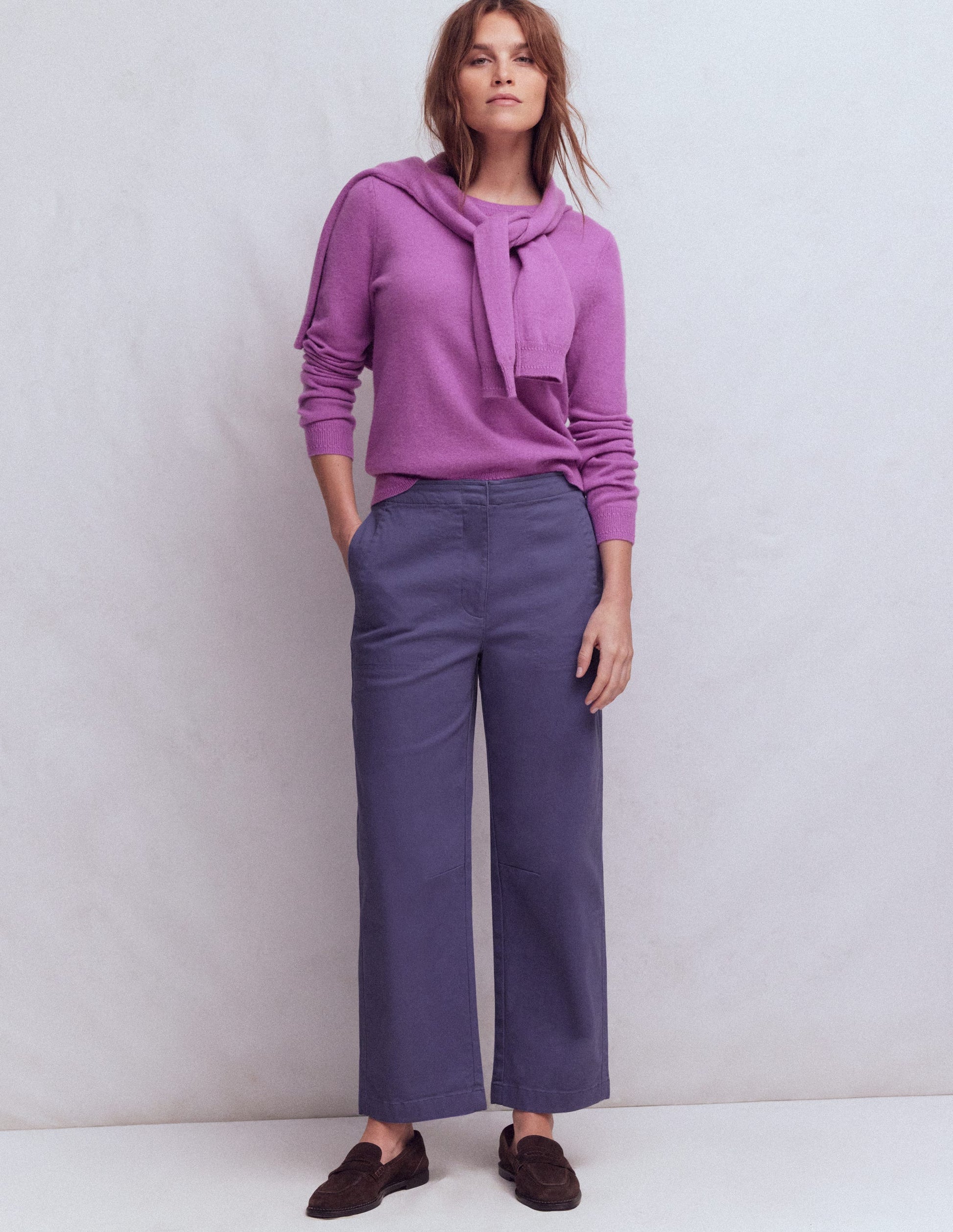 Barrel Leg Chino Trousers-Purple Thistle-1