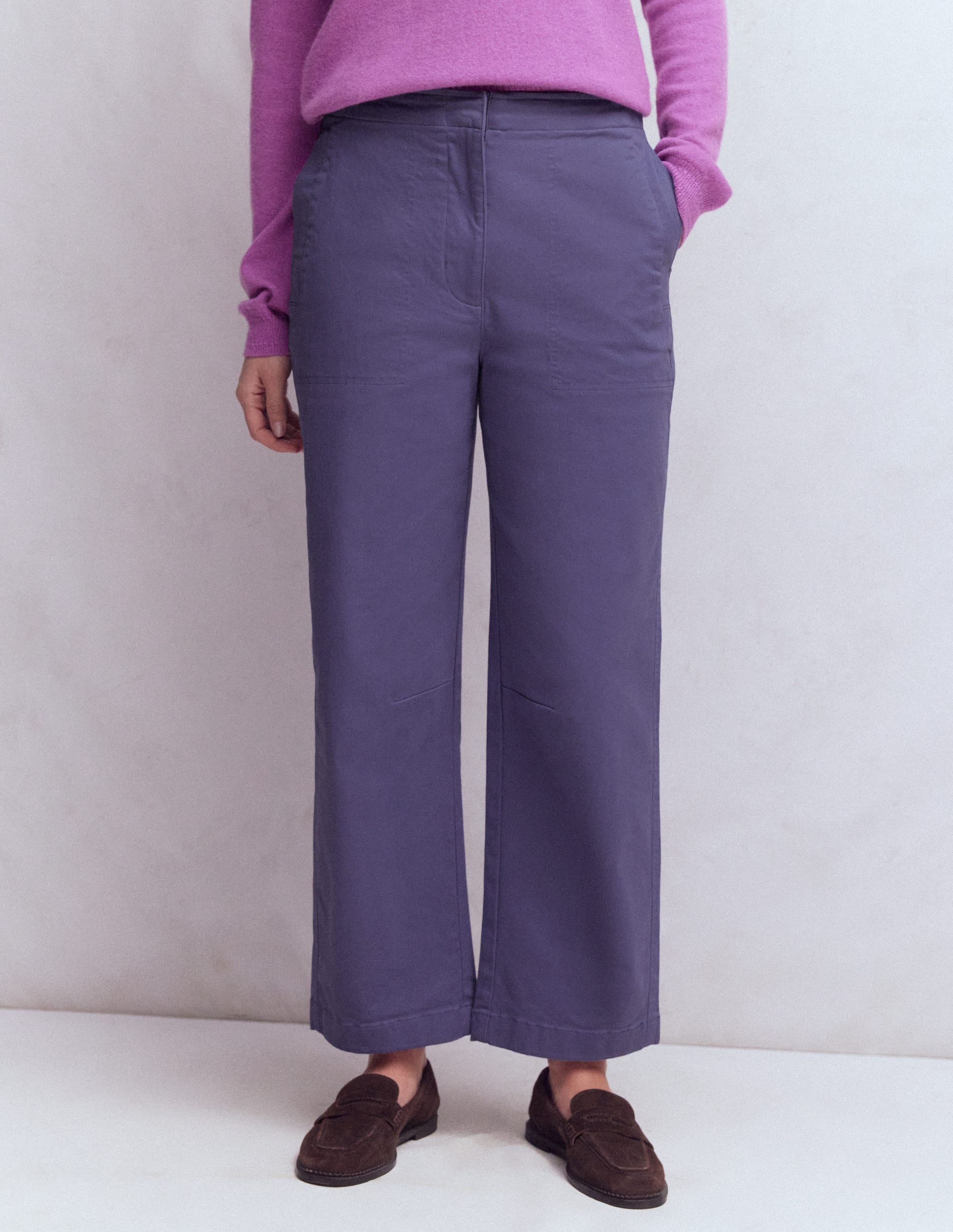 Barrel Leg Chino Trousers-Purple Thistle - Image 4