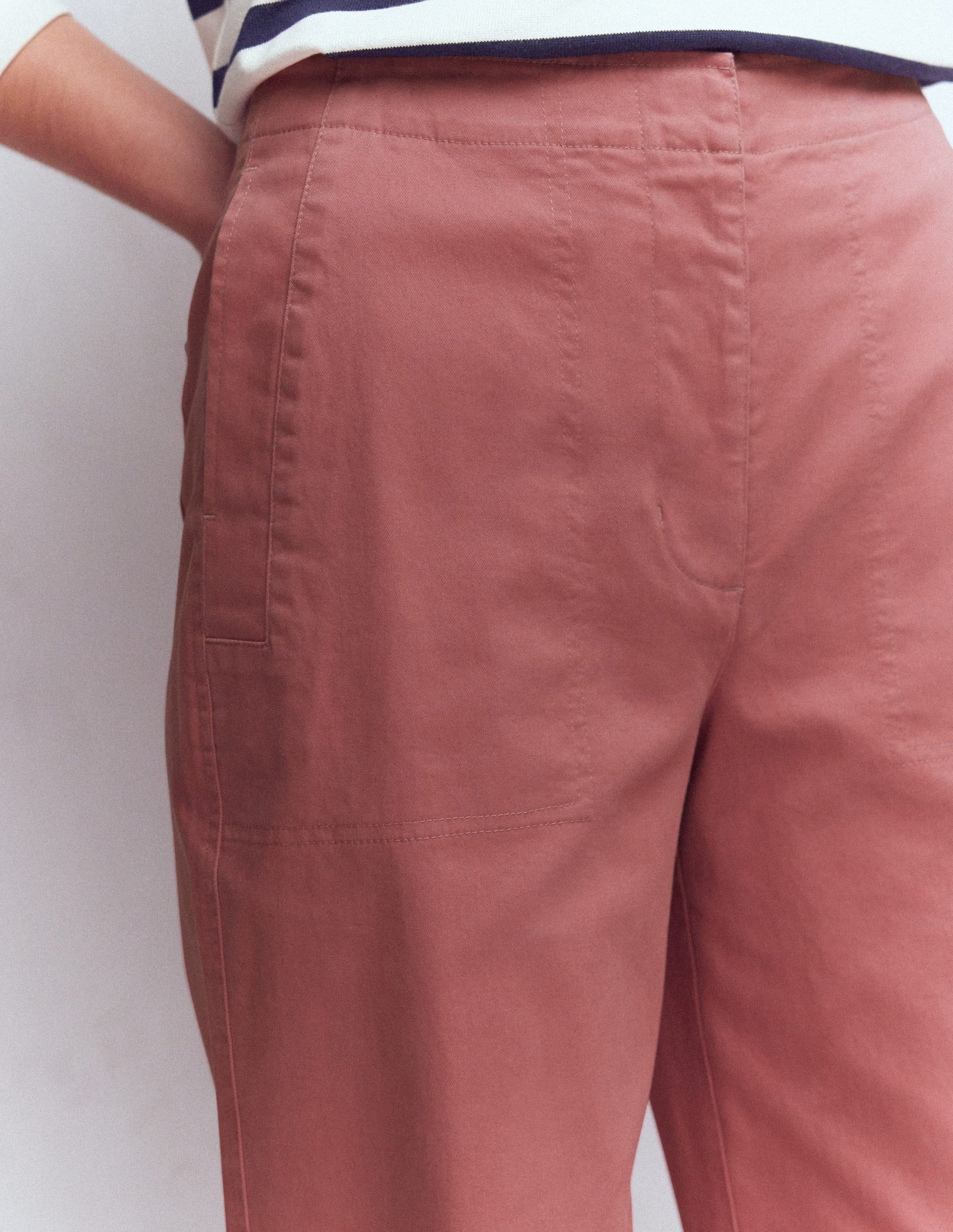 Cotton Straight Leg Trousers-Vintage Rose-2
