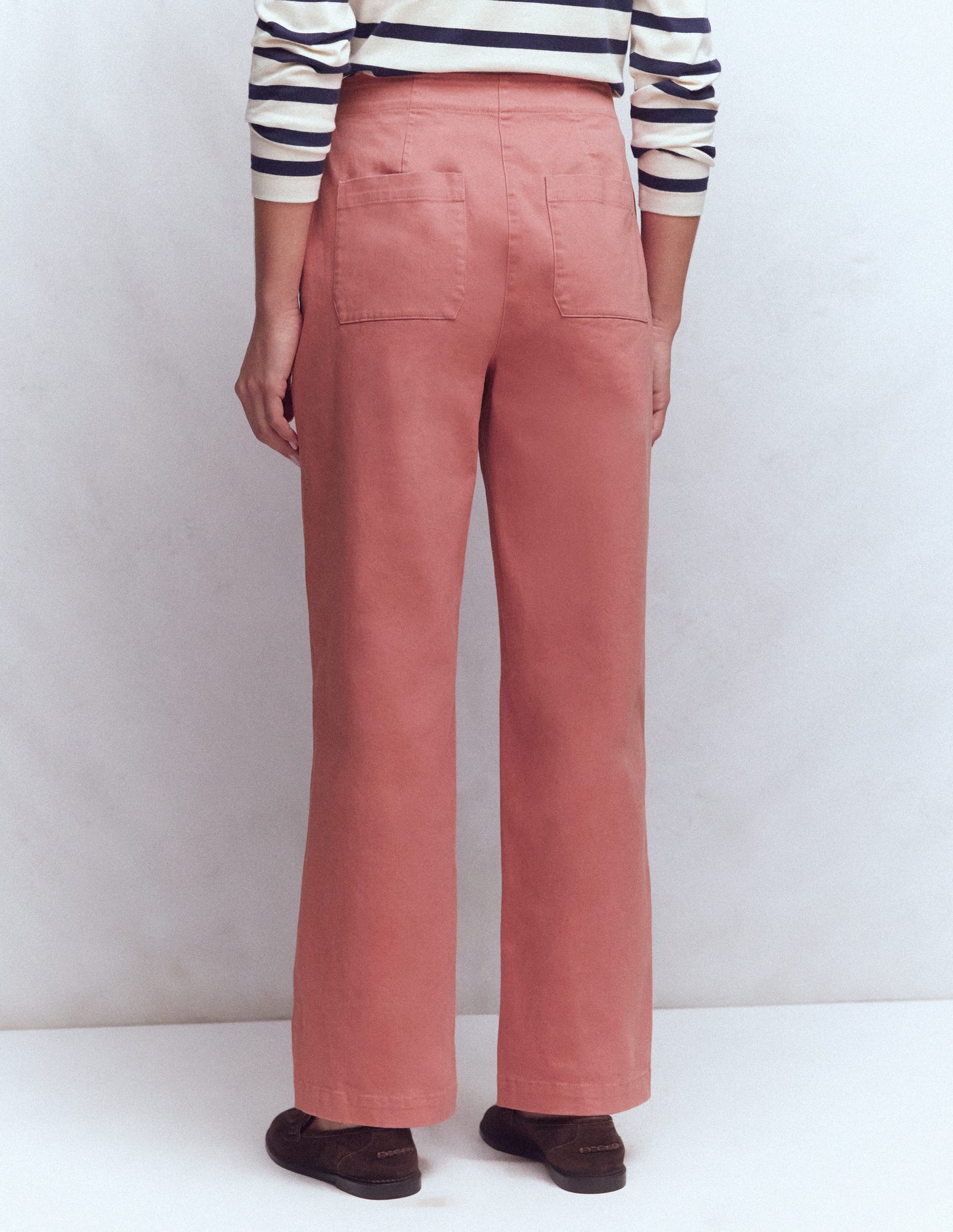 Cotton Straight Leg Trousers-Vintage Rose