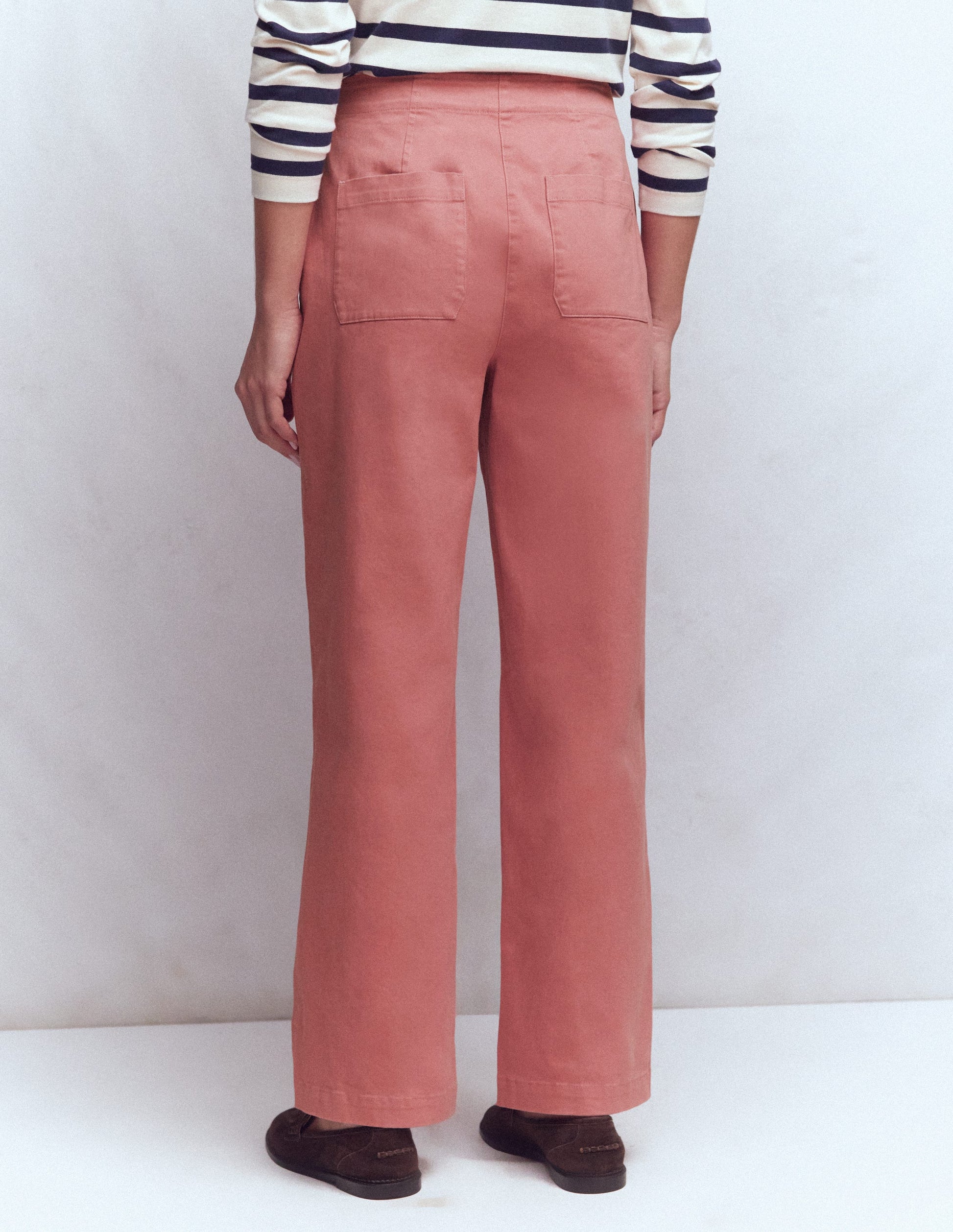 Cotton Straight Leg Trousers-Vintage Rose-3