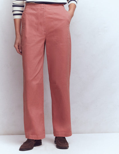 Cotton Straight Leg Trousers-Vintage Rose-4