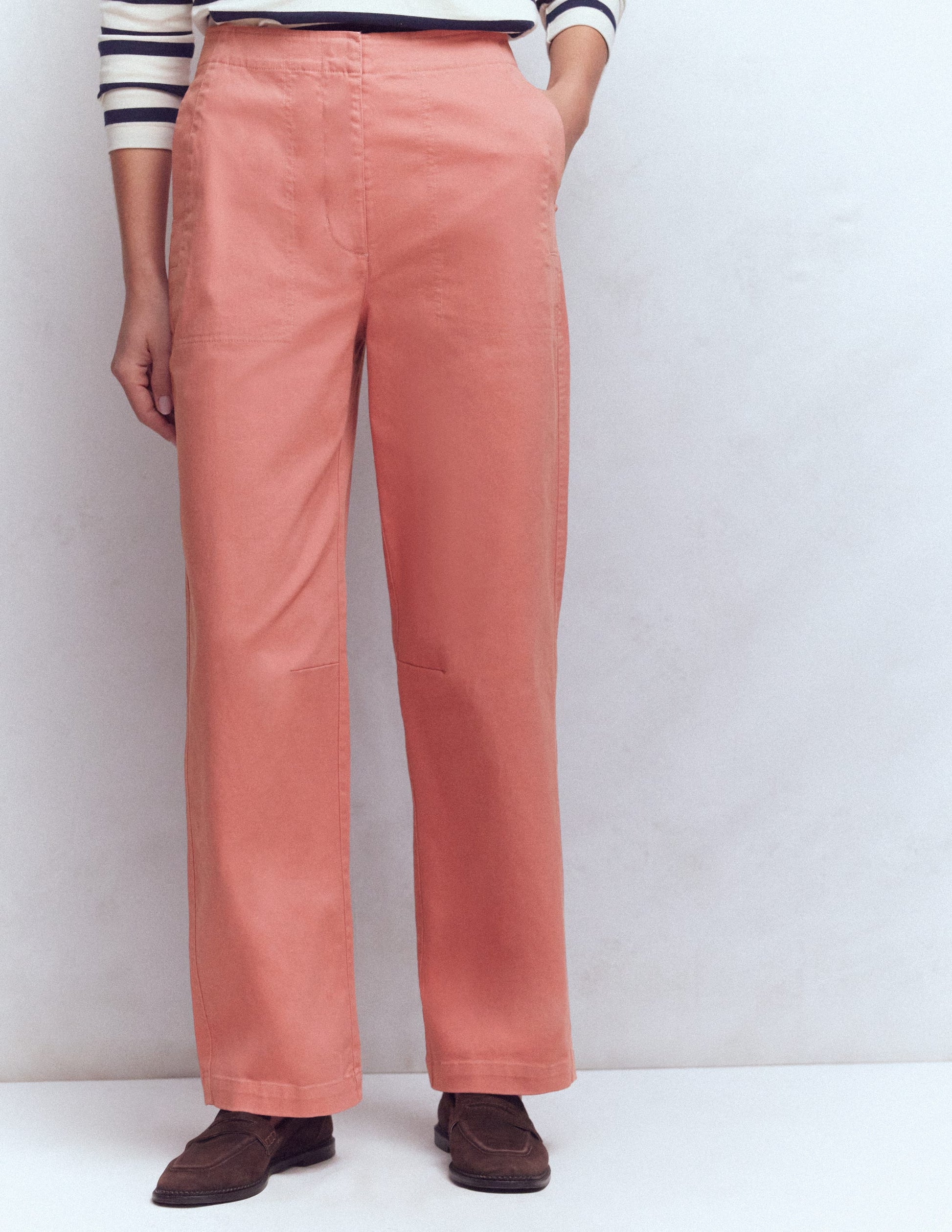 Barrel Leg Chino Trousers-Vintage Rose-4