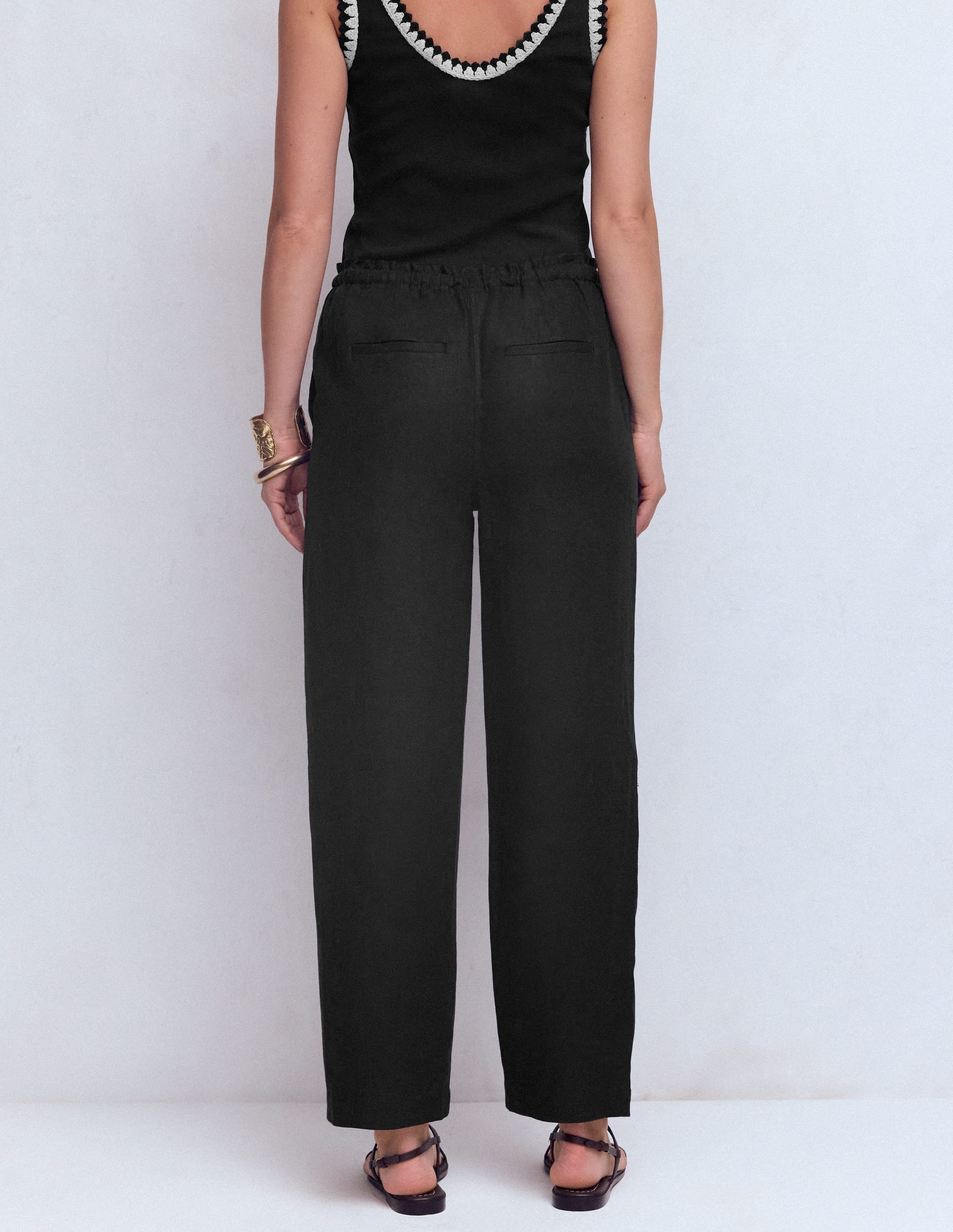 Islington Verkürzte Leinenhose-Schwarz - Image 3