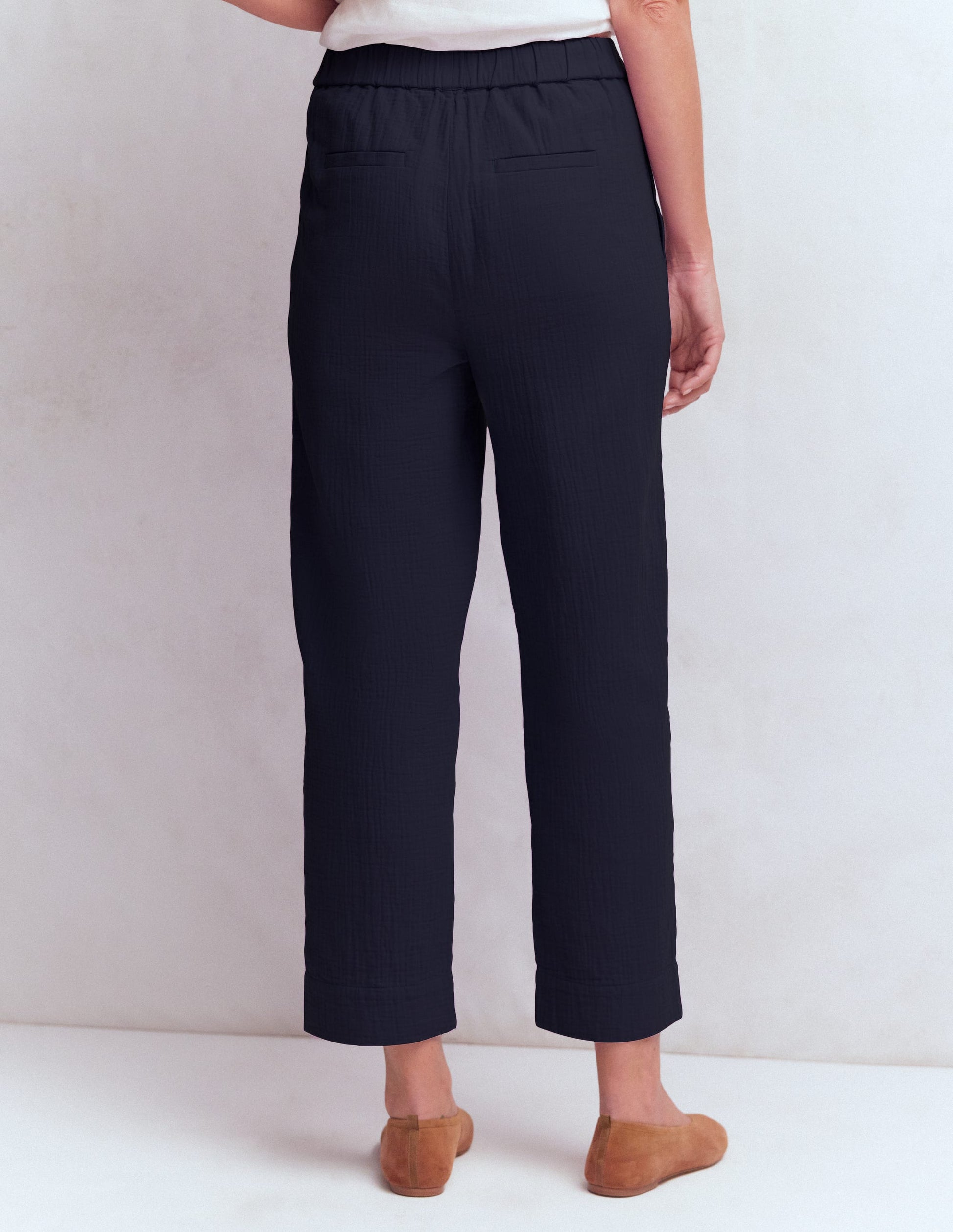 Verkürzte Doppeltuch-Hose-Marineblau-3