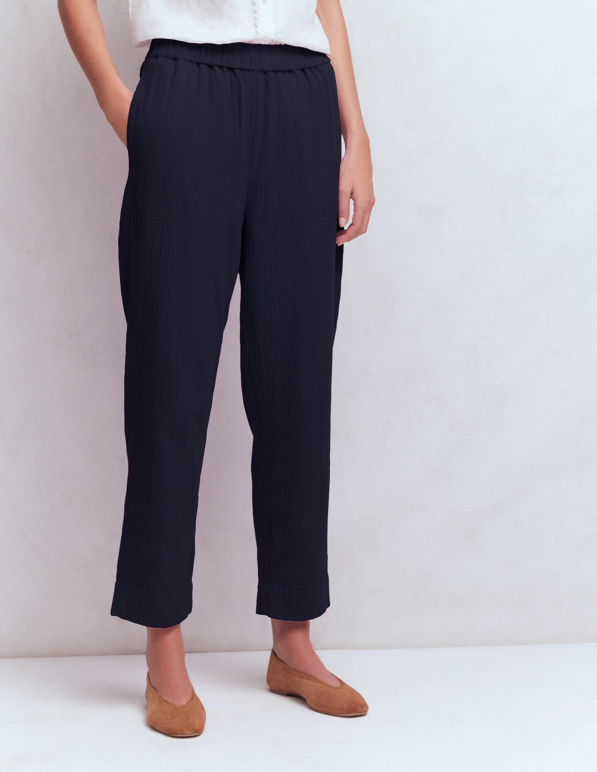 Verkürzte Doppeltuch-Hose-Marineblau - Image 4