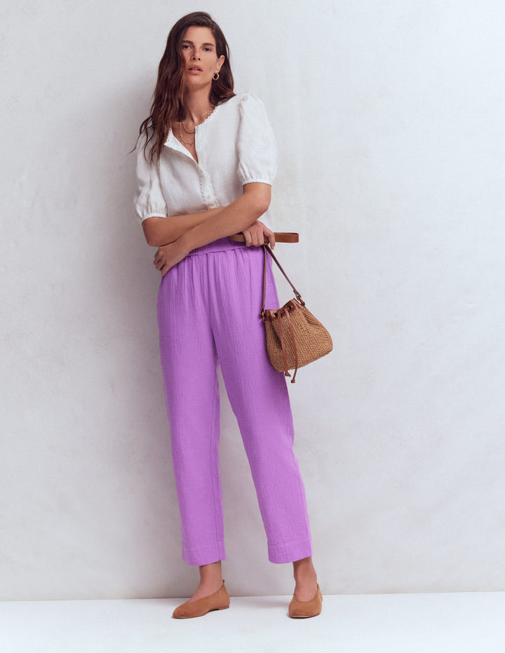 Verkürzte Doppeltuch-Hose-Amethyst-Lila