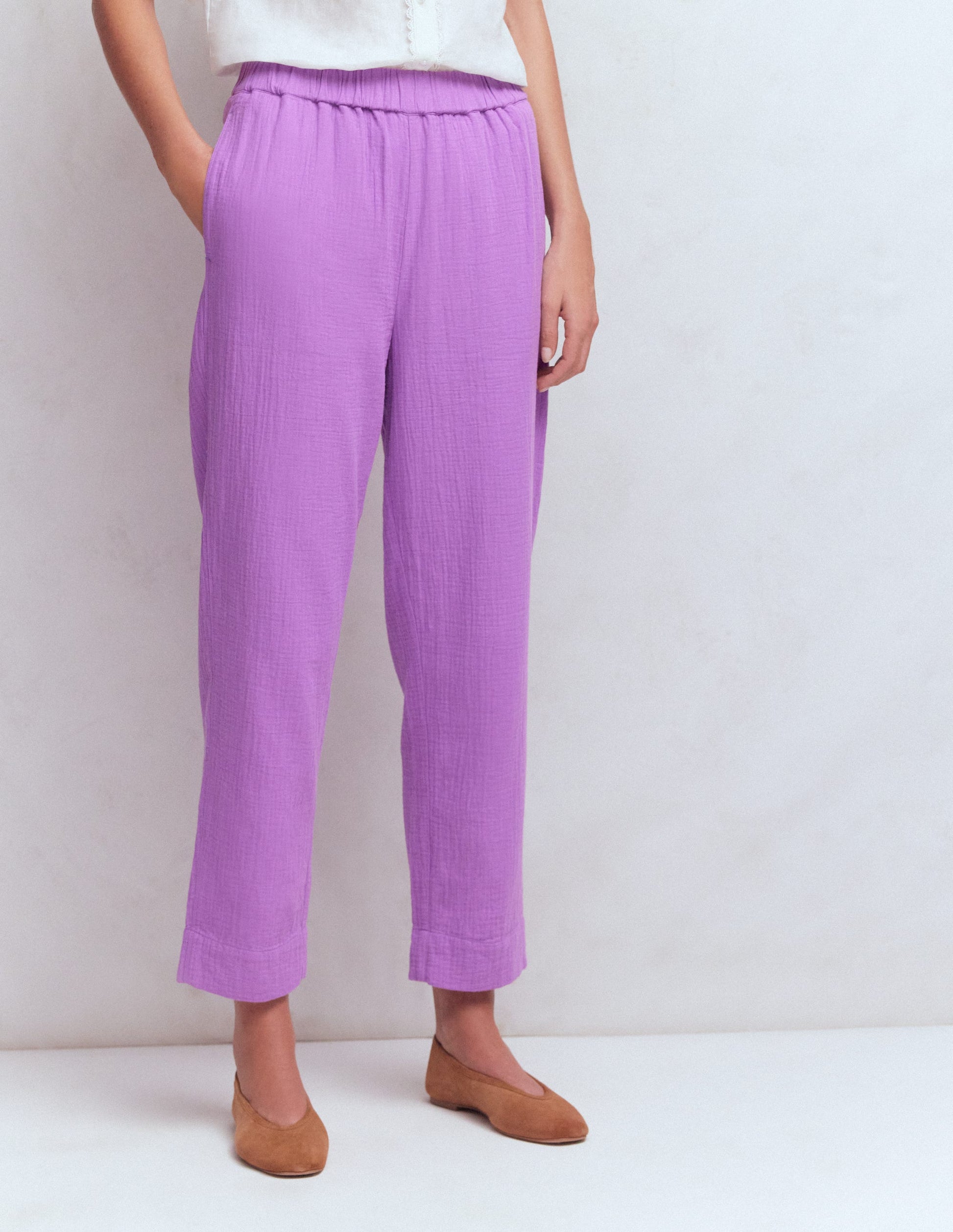 Verkürzte Doppeltuch-Hose-Amethyst-Lila-4