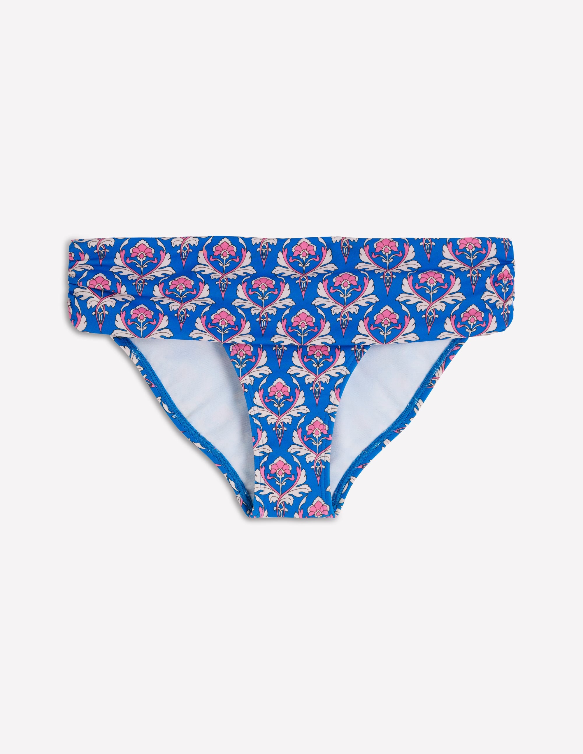 Klassische Bikinihose mit umgeschlagenem Bund-Blau, Zierstempel - Image 6