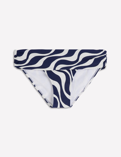Classic Fold Bikini Bottoms-Navy, Rythmic Wave-6
