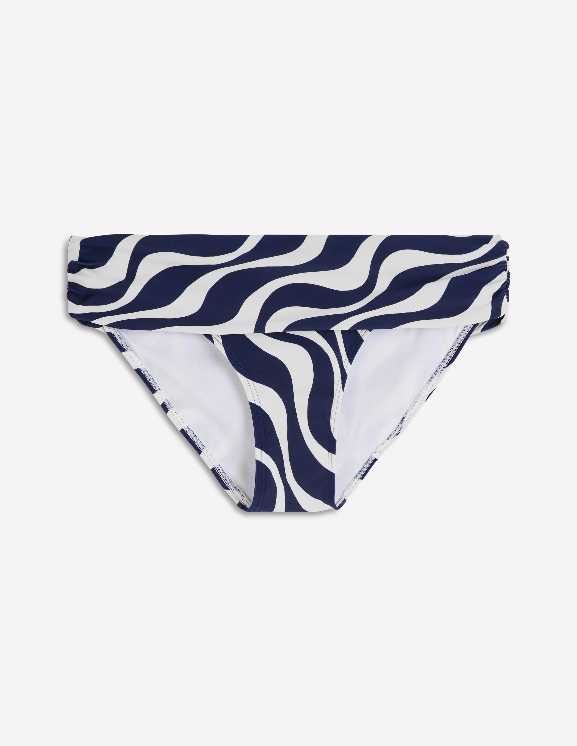 Klassische Bikinihose mit umgeschlagenem Bund-Marineblau, Rhythmische Welle - Image 6